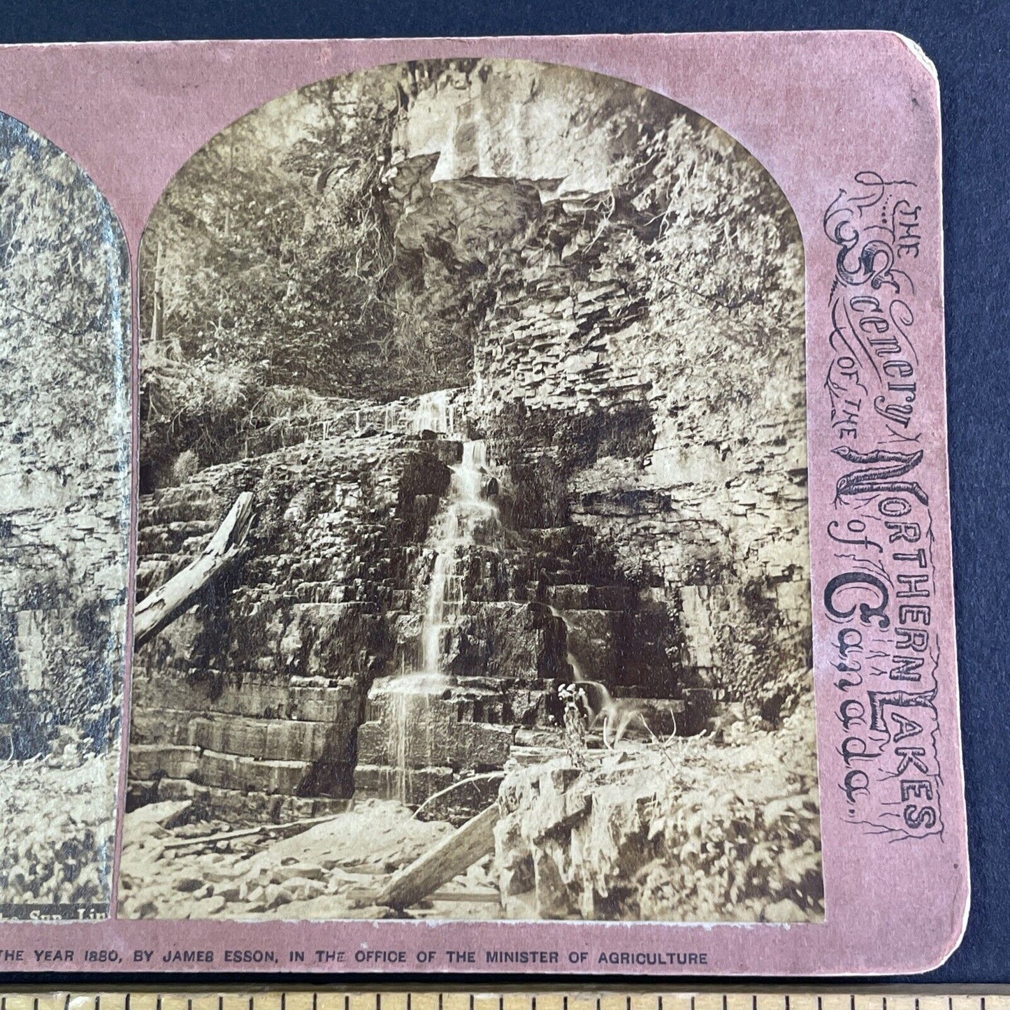 Jones Falls Pottawatami River Stereoview Owen Sound Ontario Antique c1880 X4179