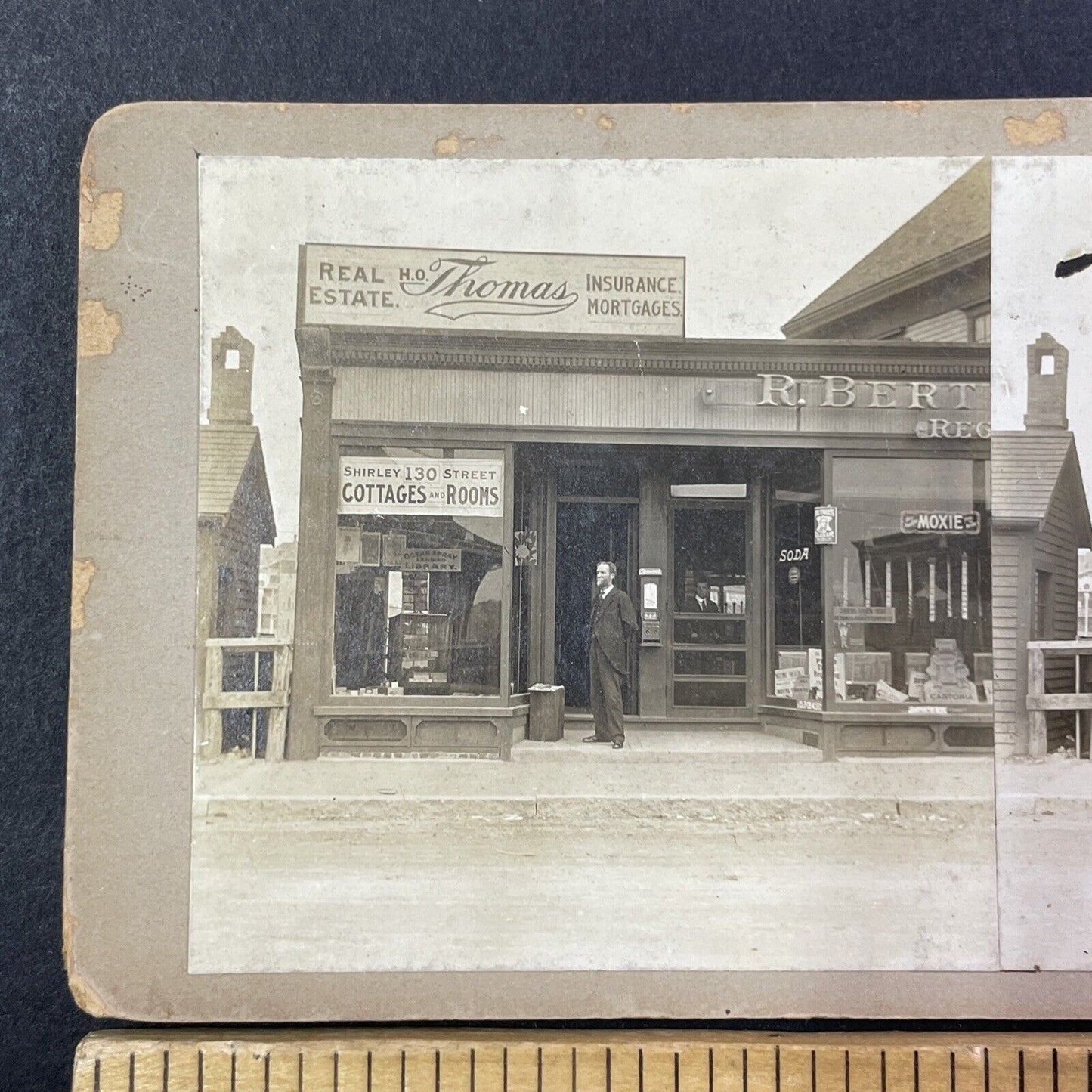 HO Thomas Real Estate Stereoview 130 Shirley St Winthrop MA Antique c1910 X2756