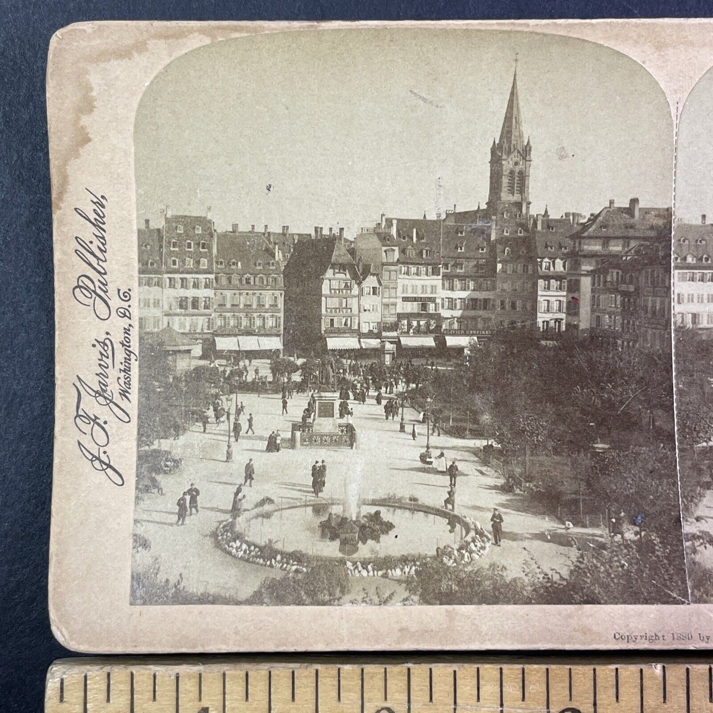 Place Kleber Strasbourg France Stereoview J.F. Jarvis Antique c1880 Y2184