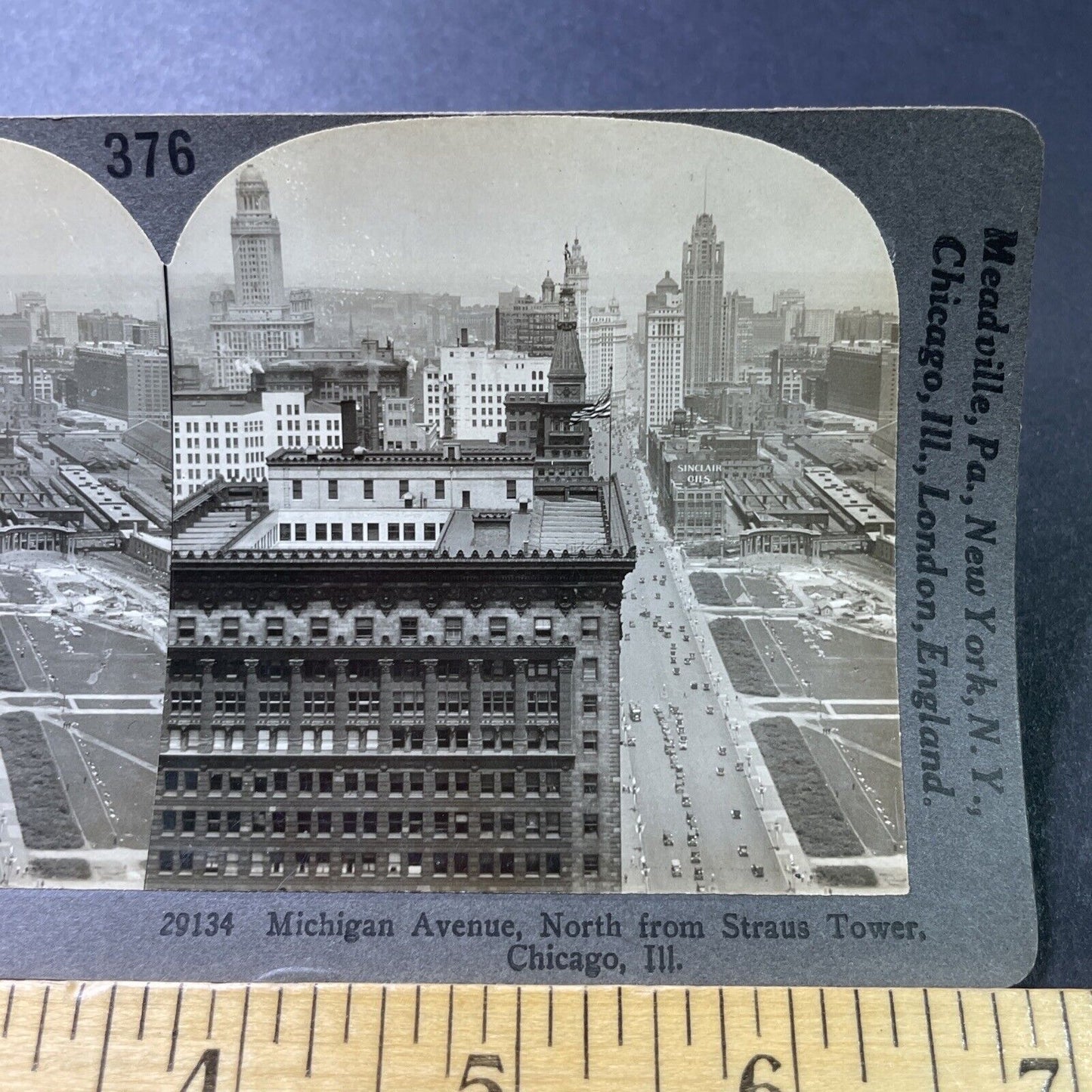 Antique 1920s Michigan Avenue Chicago Illinois Stereoview Photo Card P3159