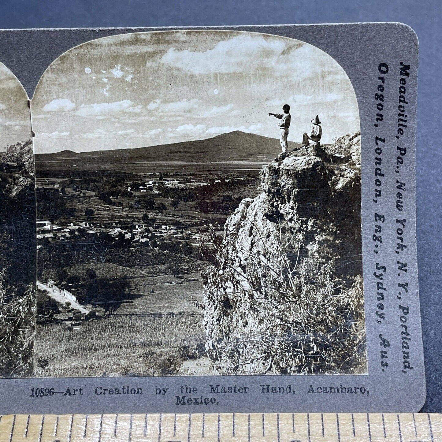 Antique 1909 Boys Tempt Their Fate Acambaro Mexico Stereoview Photo Card P2061