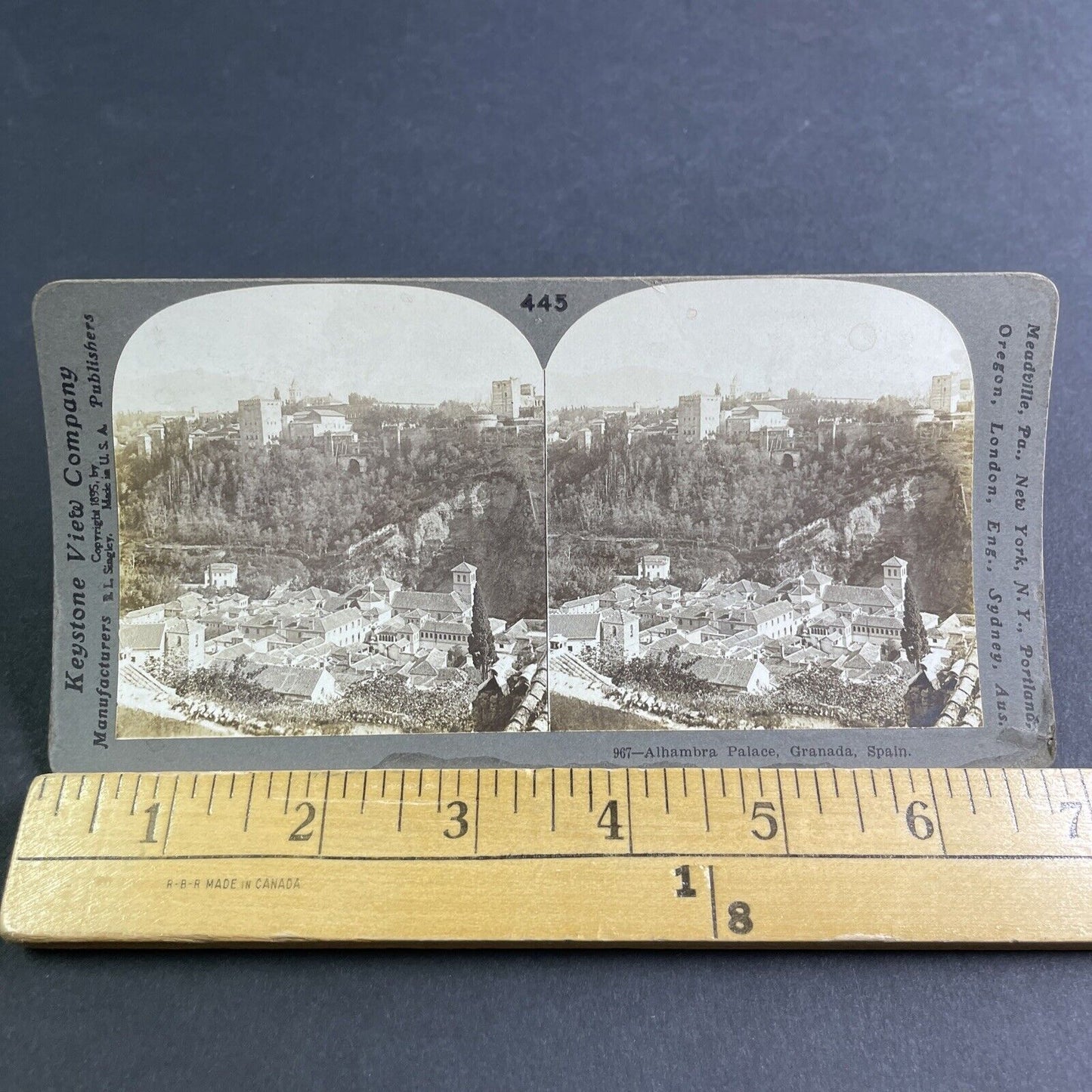 Antique 1895 City Of Granada Spain Aerial View Stereoview Photo Card P2155