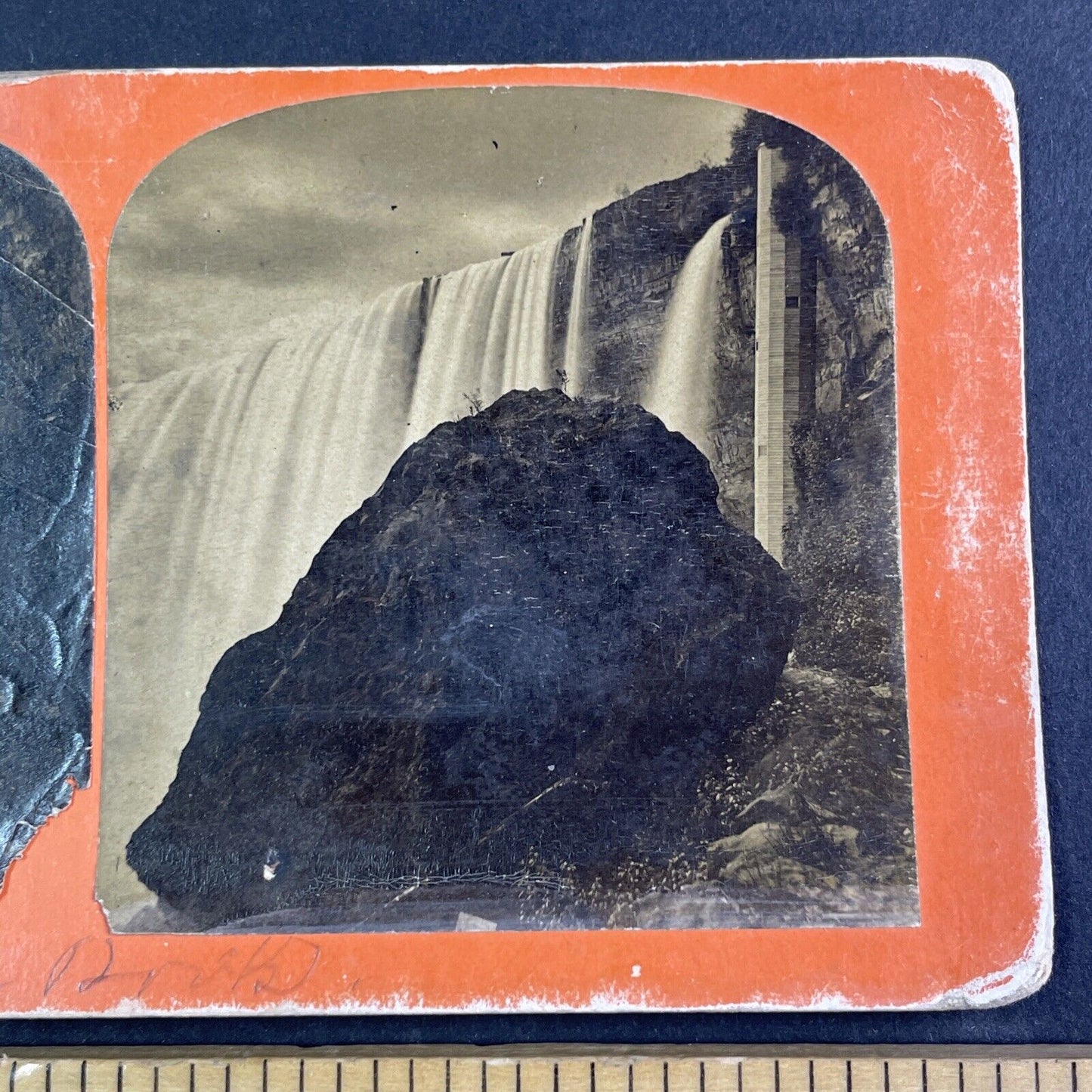 Table Rock After the Collapse Stereoview Niagara Falls ON Antique c1860s X4119