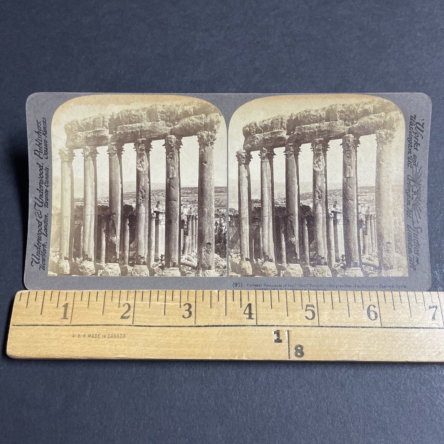 Antique 1900 Temple Of Bacchus Baalbek Lebanon Stereoview Photo Card P4186