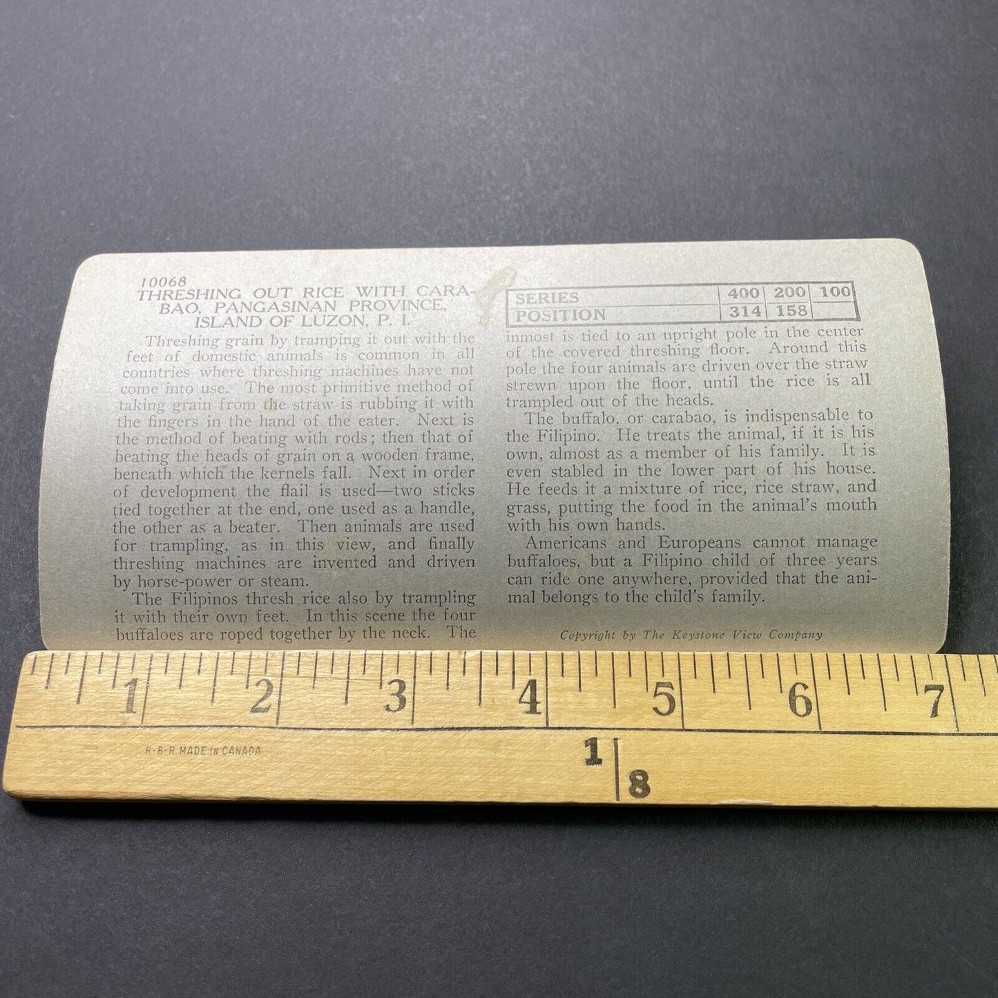 Antique 1910s Hand Threshing Rice Luzon Philippines Stereoview Photo Card P3179