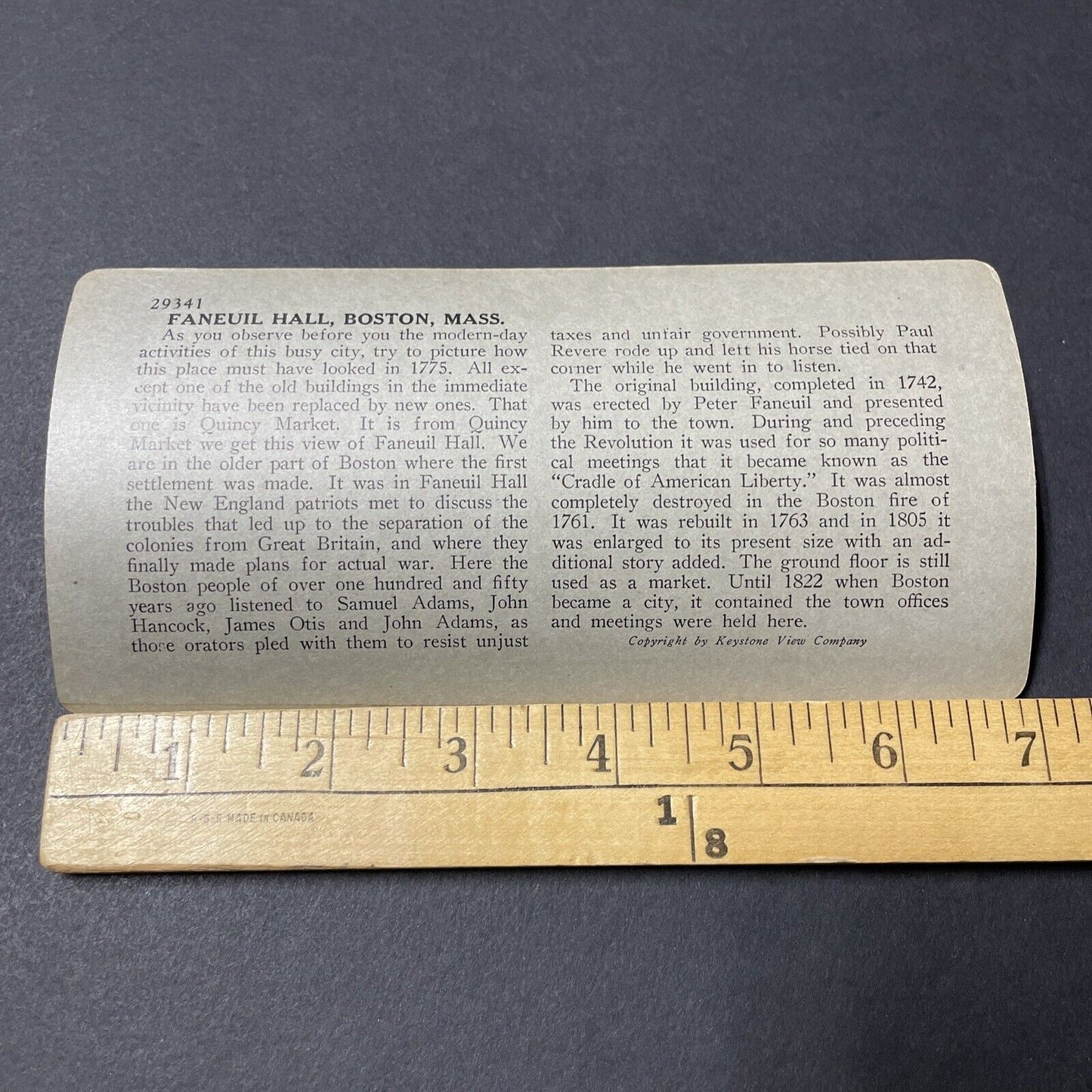 Antique 1920s Faneuil Hall Boston Massachusetts Stereoview Photo Card V2635