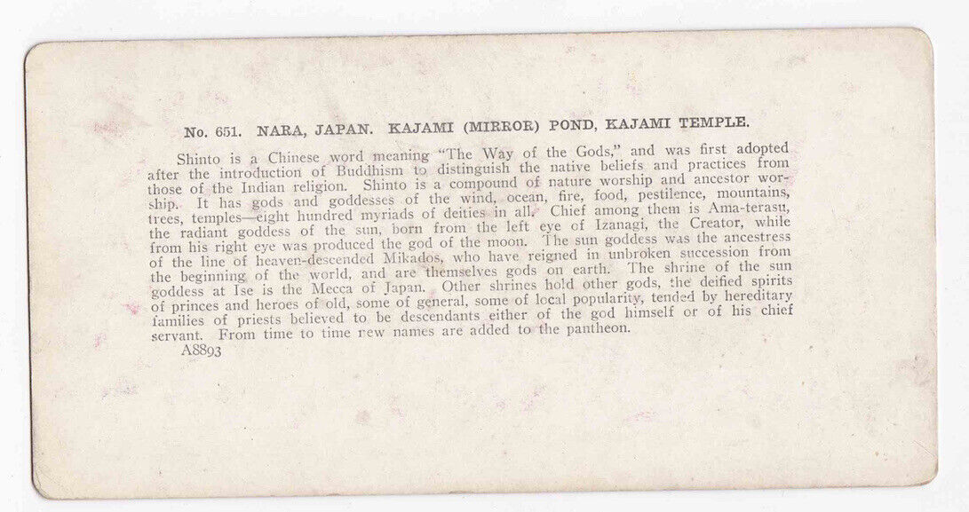 Antique 1904 Nara, Japan Man Seated At Kajami Temple And Pond Stereo Card P285