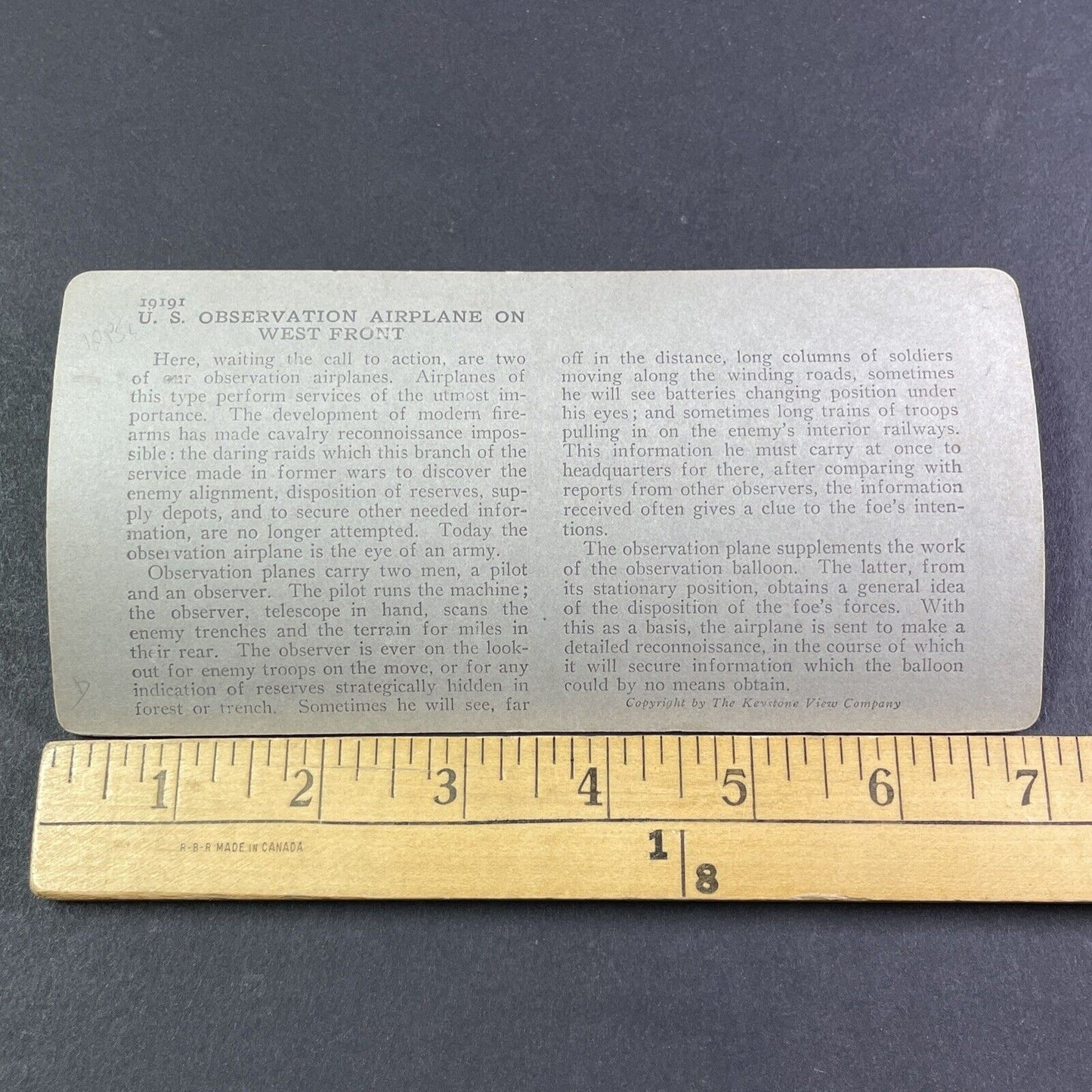 US Airforce USAF Observation Airplanes Stereoview France Antique c1918 Y2773