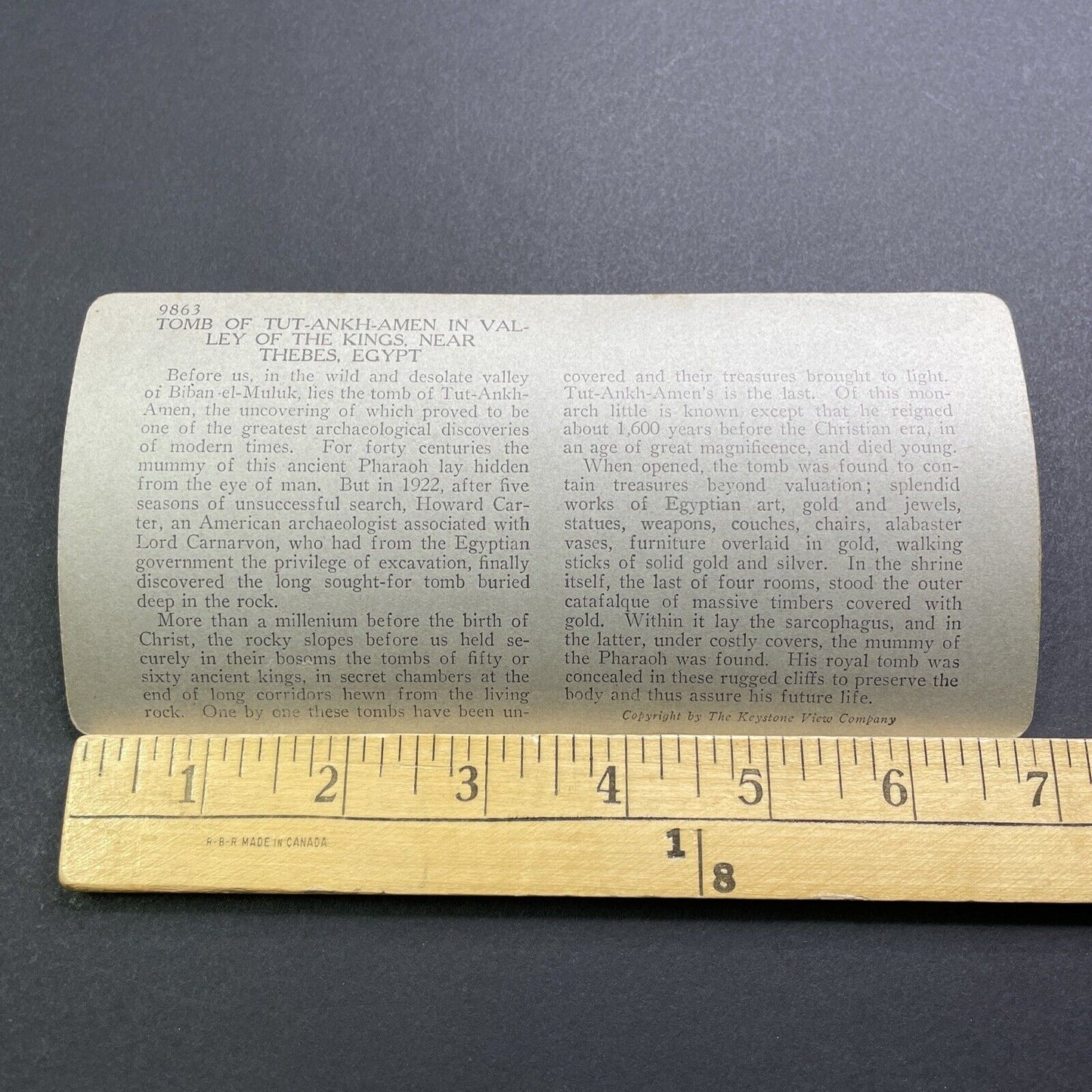 Antique 1923 Newly Discovered Tomb Of Tutankhamun Stereoview Photo Card V2875