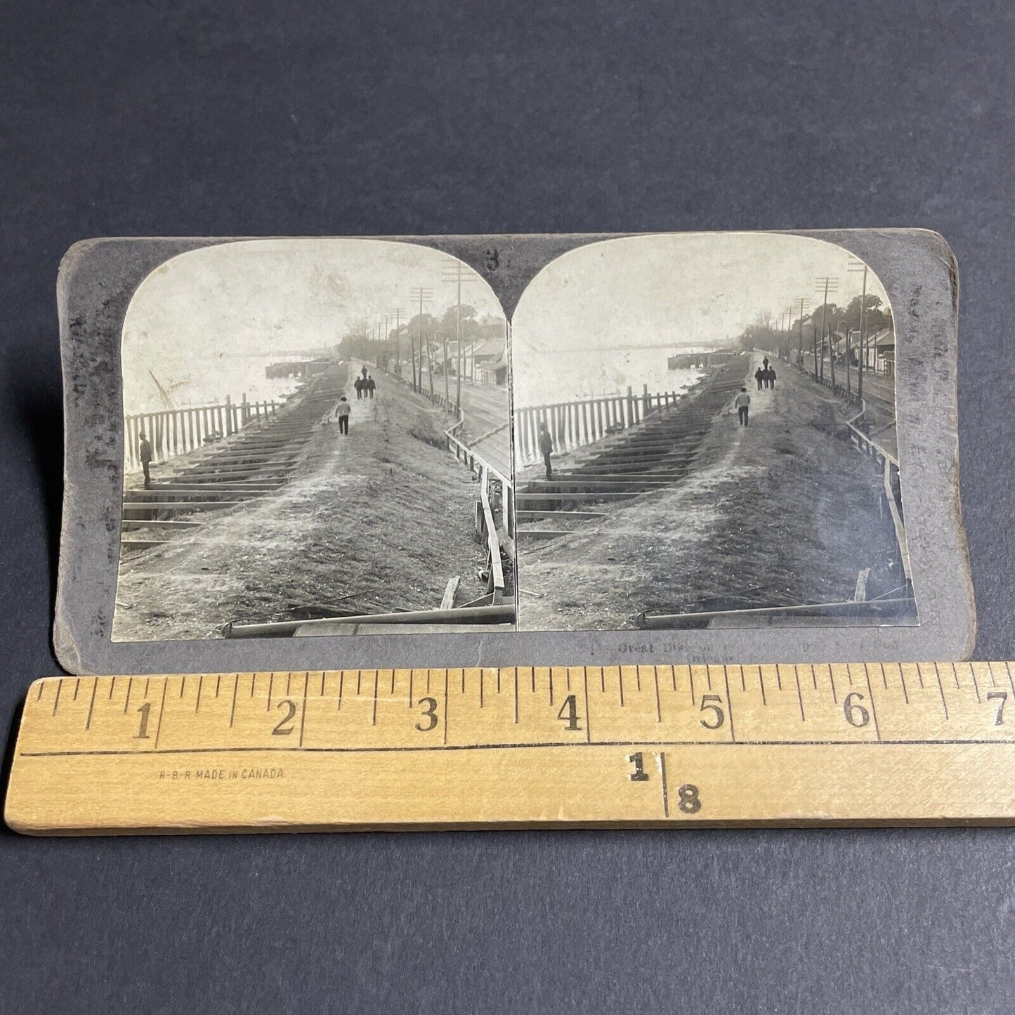 Antique 1910s Hurricane Dam Flood Levee New Orleans Stereoview Photo Card P4295