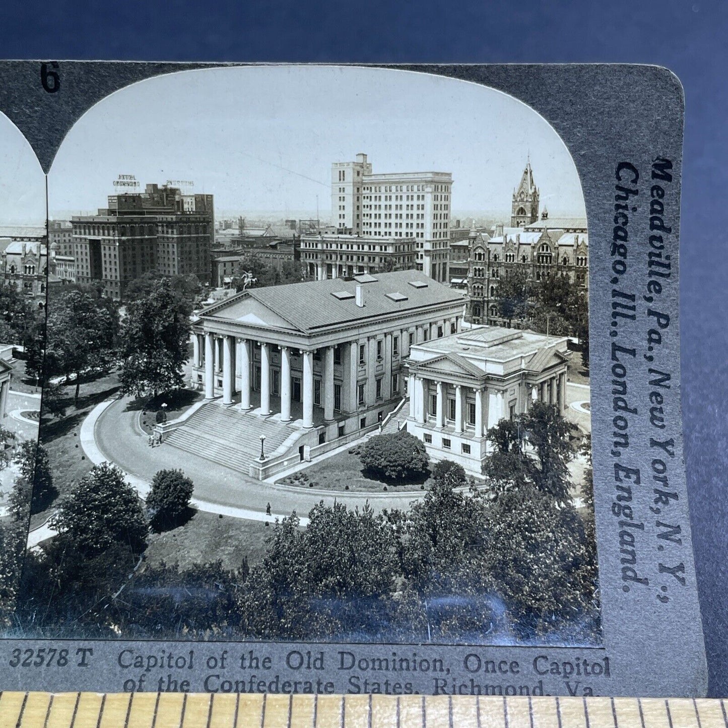 Antique 1929 Capitol Confederate States Richmond VA Stereoview Photo Card P1935