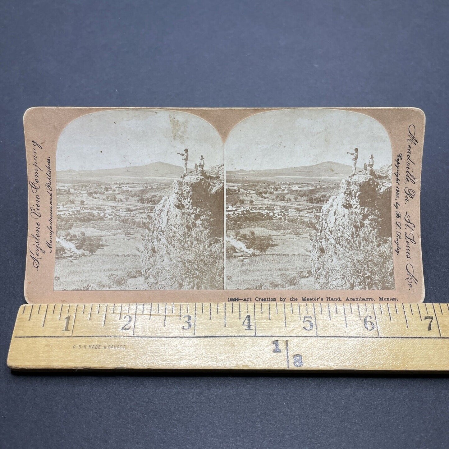 Antique 1900 Boy Tempts Fate Acambaro Mexico Stereoview Photo Card P1892