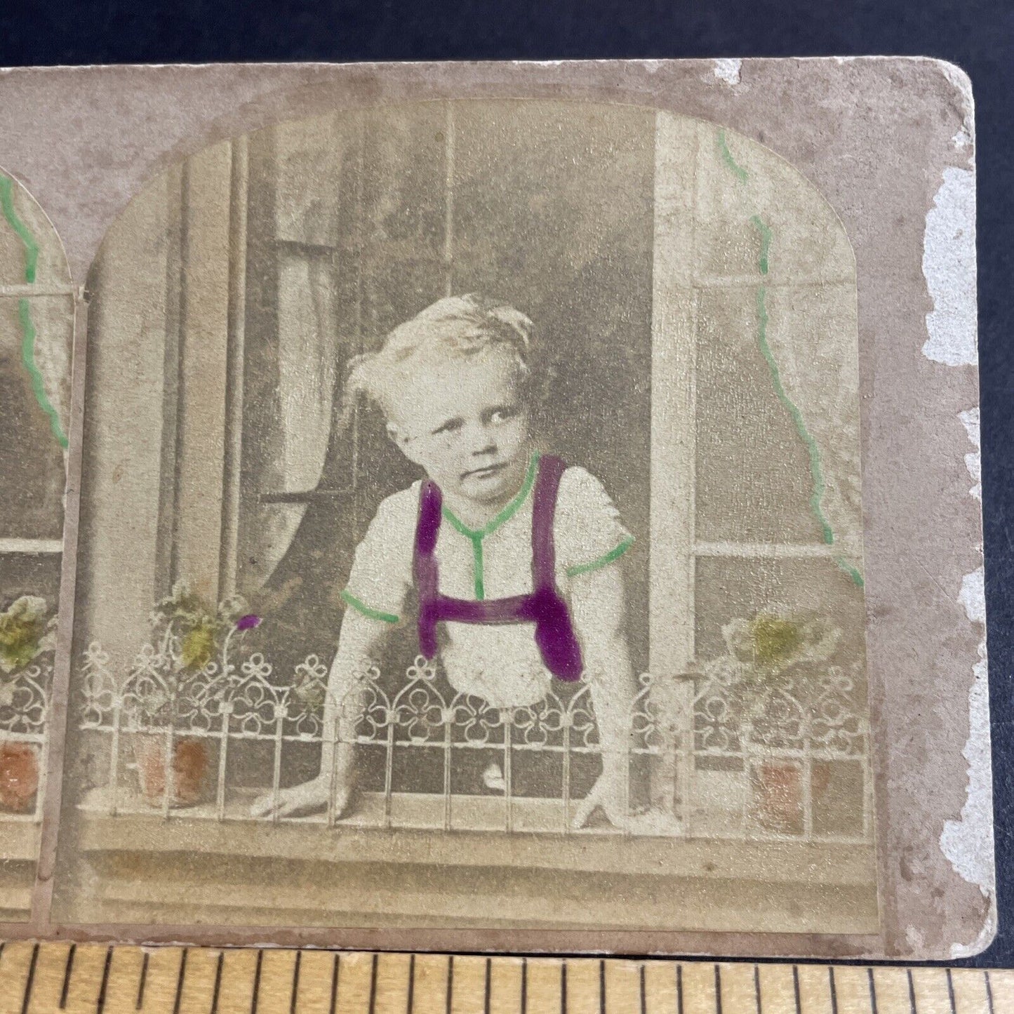 Antique 1870s Little German Boy In Lederhosen Stereoview Photo Card P4727