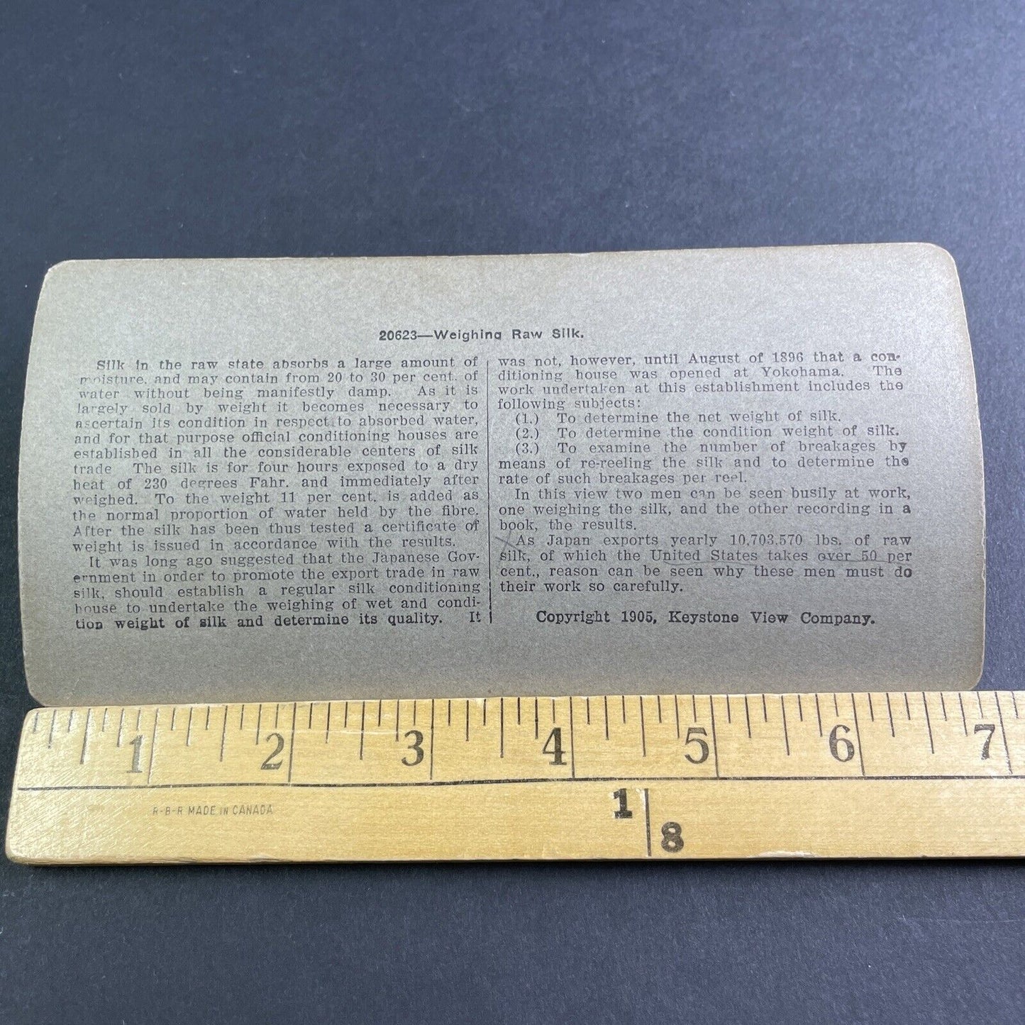 Antique 1905 Weighing Raw Silk In Japan On Scales Stereoview Photo Card P2205