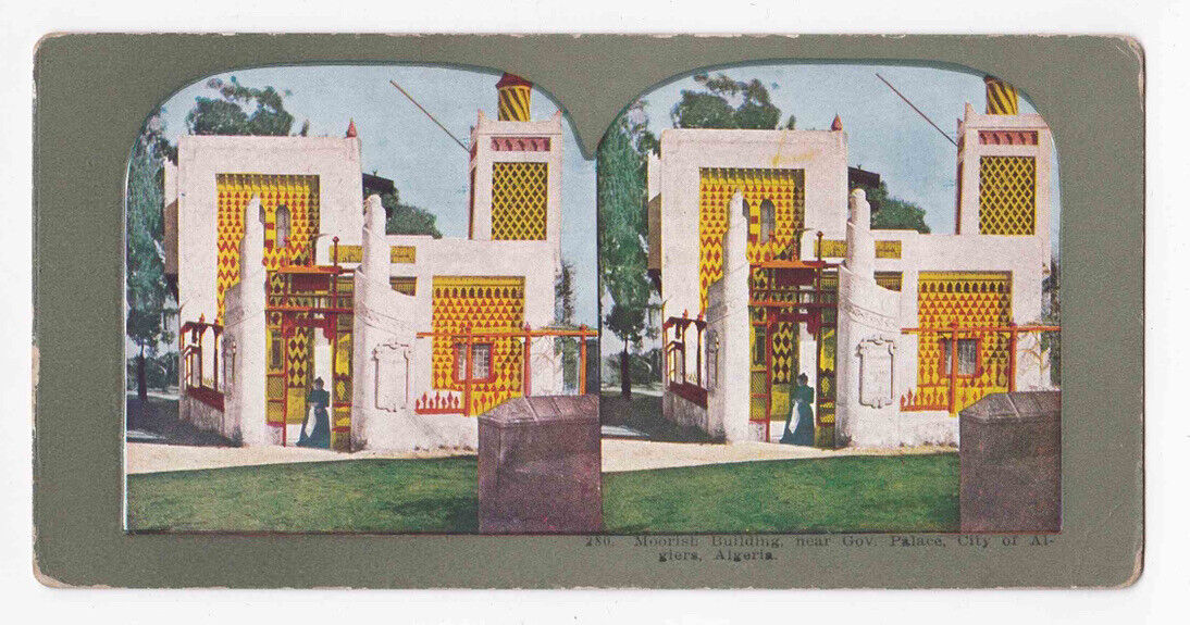 Antique 1904 Arabic Moorish House, Algiers, Algeria Photo Stereo Card P301