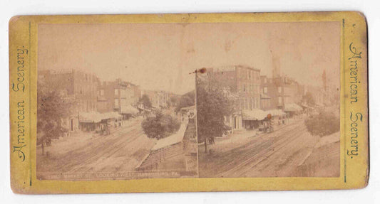 1870s Wheeler & Wilson Sewing Machines Building Harrisburg PA Stereo Card P211