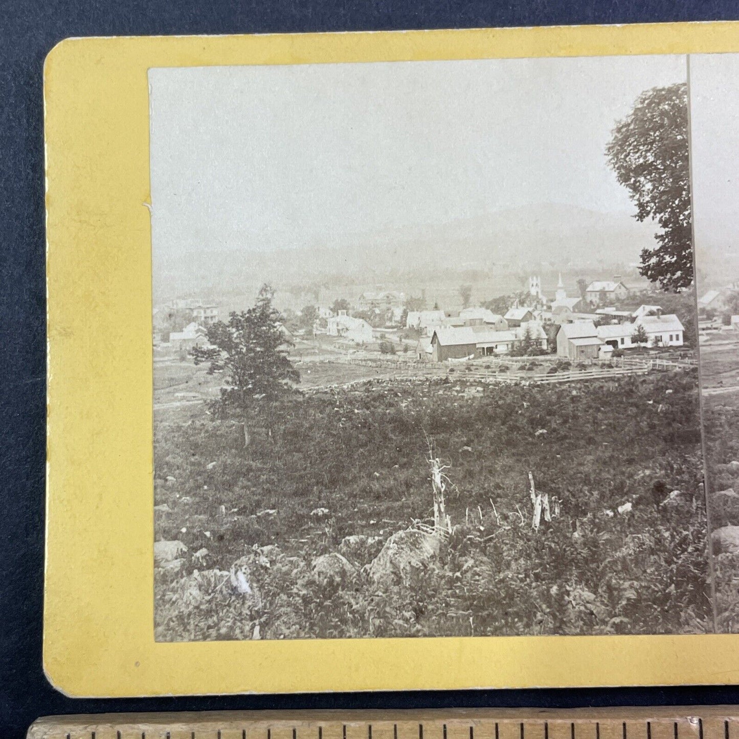 Lancaster New Hampshire Village Stereoview Franklin White Antique c1870s Y917