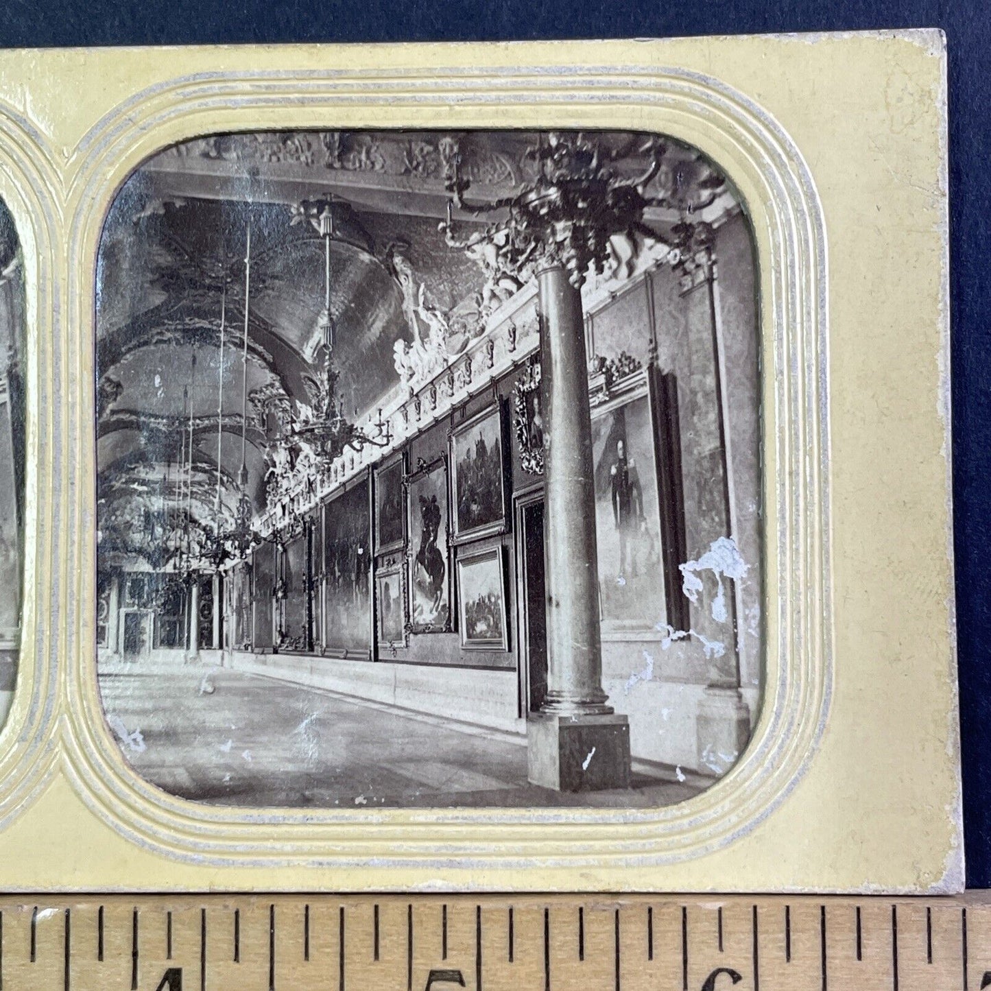 The Gallery In The Berlin Palace Stereoview French Tissue Antique c1860s XT2118