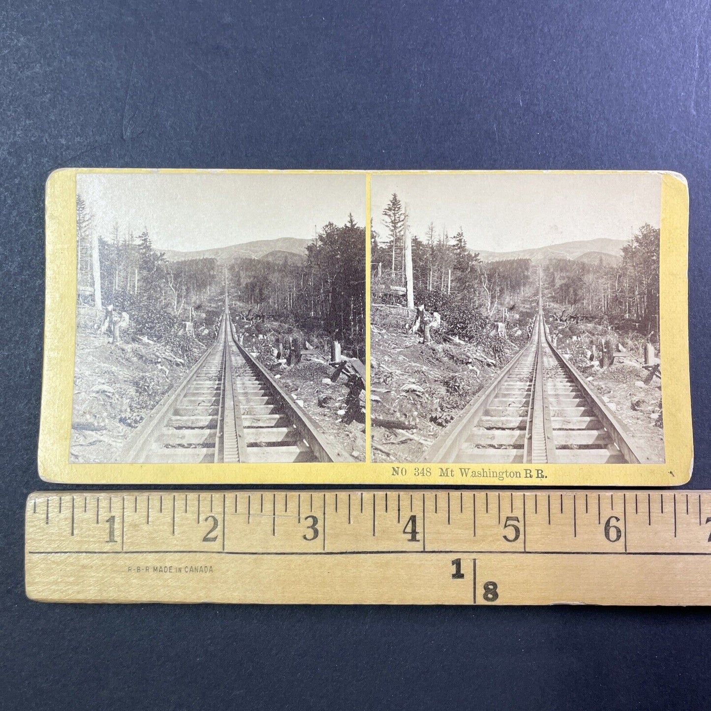 Mt Washington Railroad Construction Stereoview New Hampshire Antique c1870s Y525