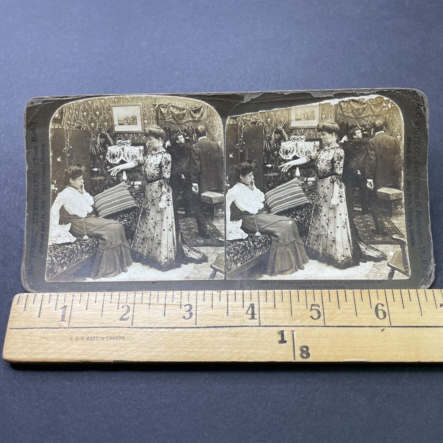 Antique 1903 Woman Scolded In Brothel By Mother Stereoview Photo Card P2708