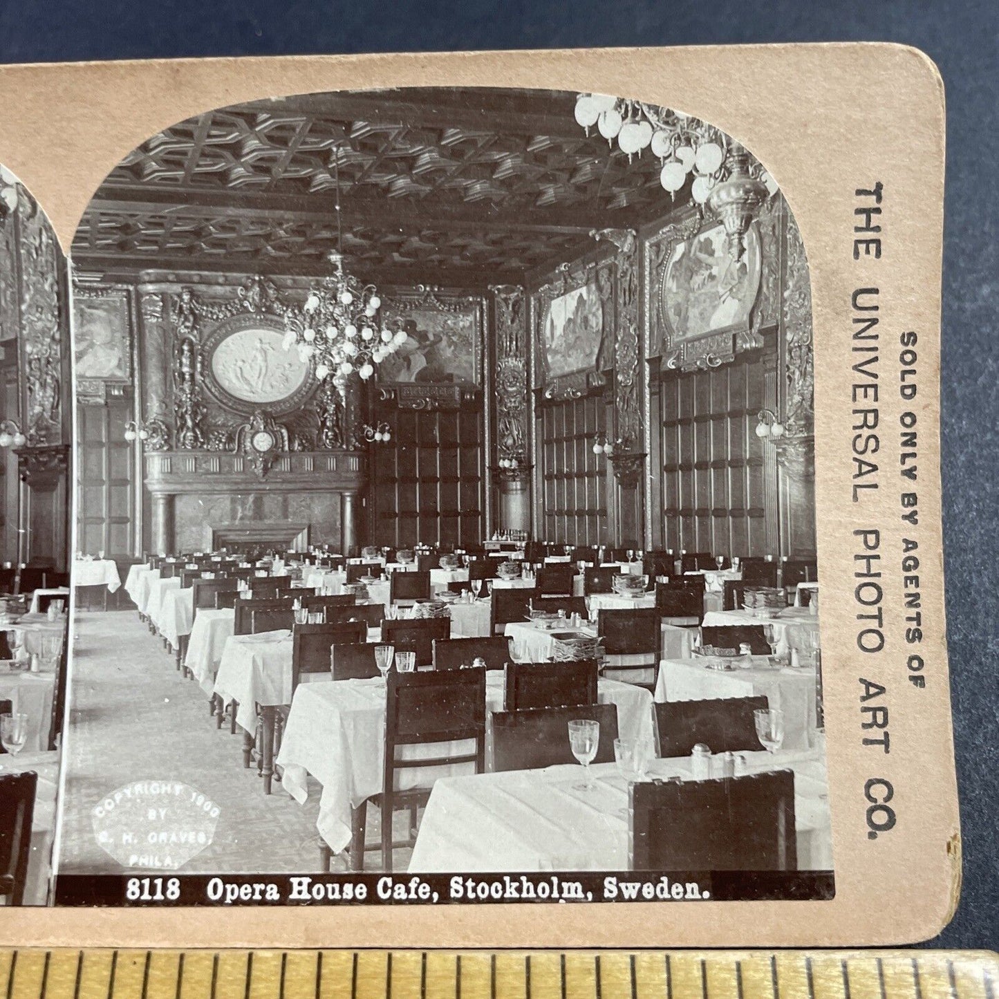 Antique 1900 The Opera House Stockholm Sweden Stereoview Photo Card P856-06