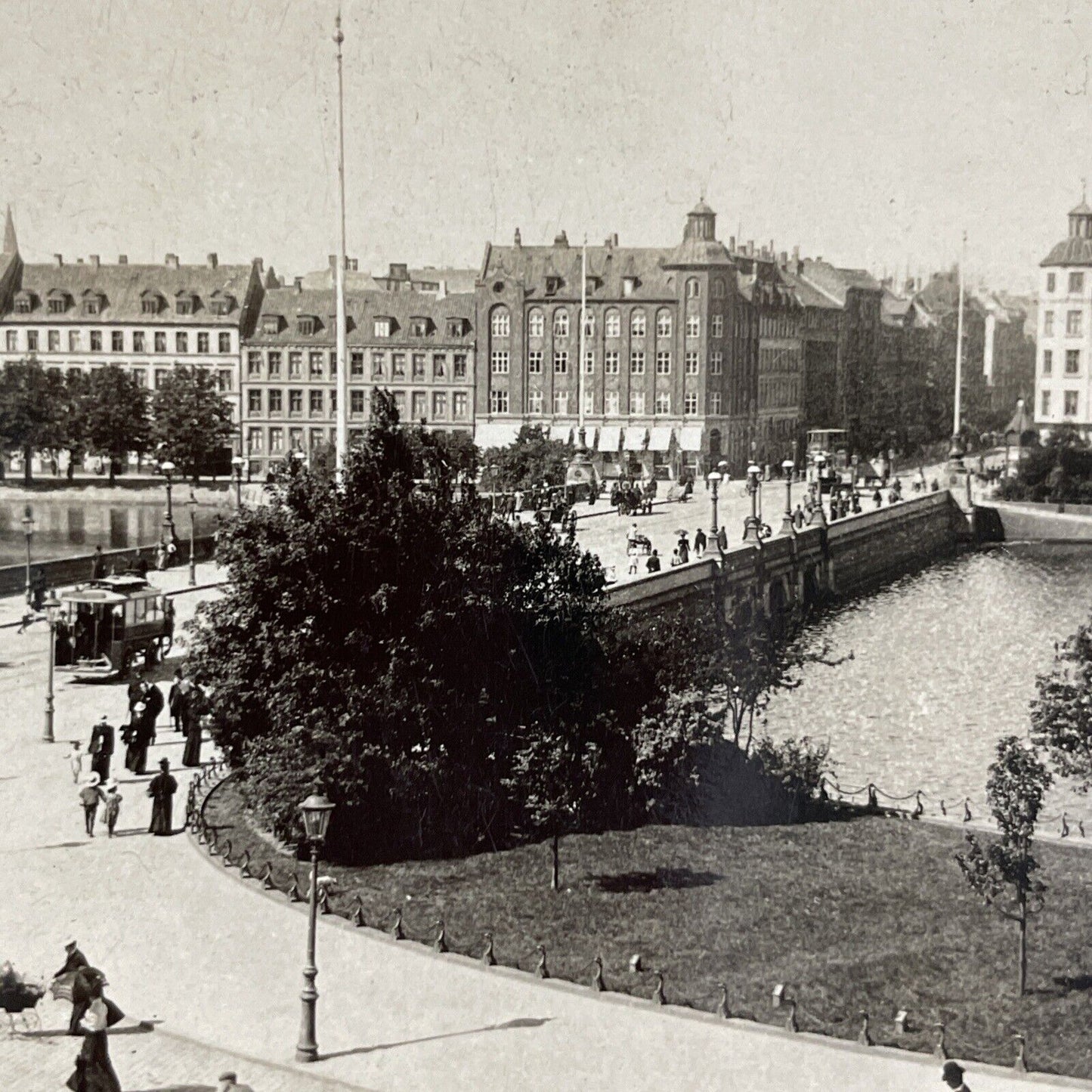 Antique 1910s Copenhagen Denmark Bridge & Palace Stereoview Photo Card P3653