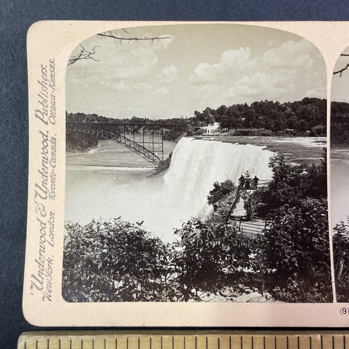 Honeymoon Iron Bridge Niagara Falls Stereoview Goat Island Antique c1902 Y1786