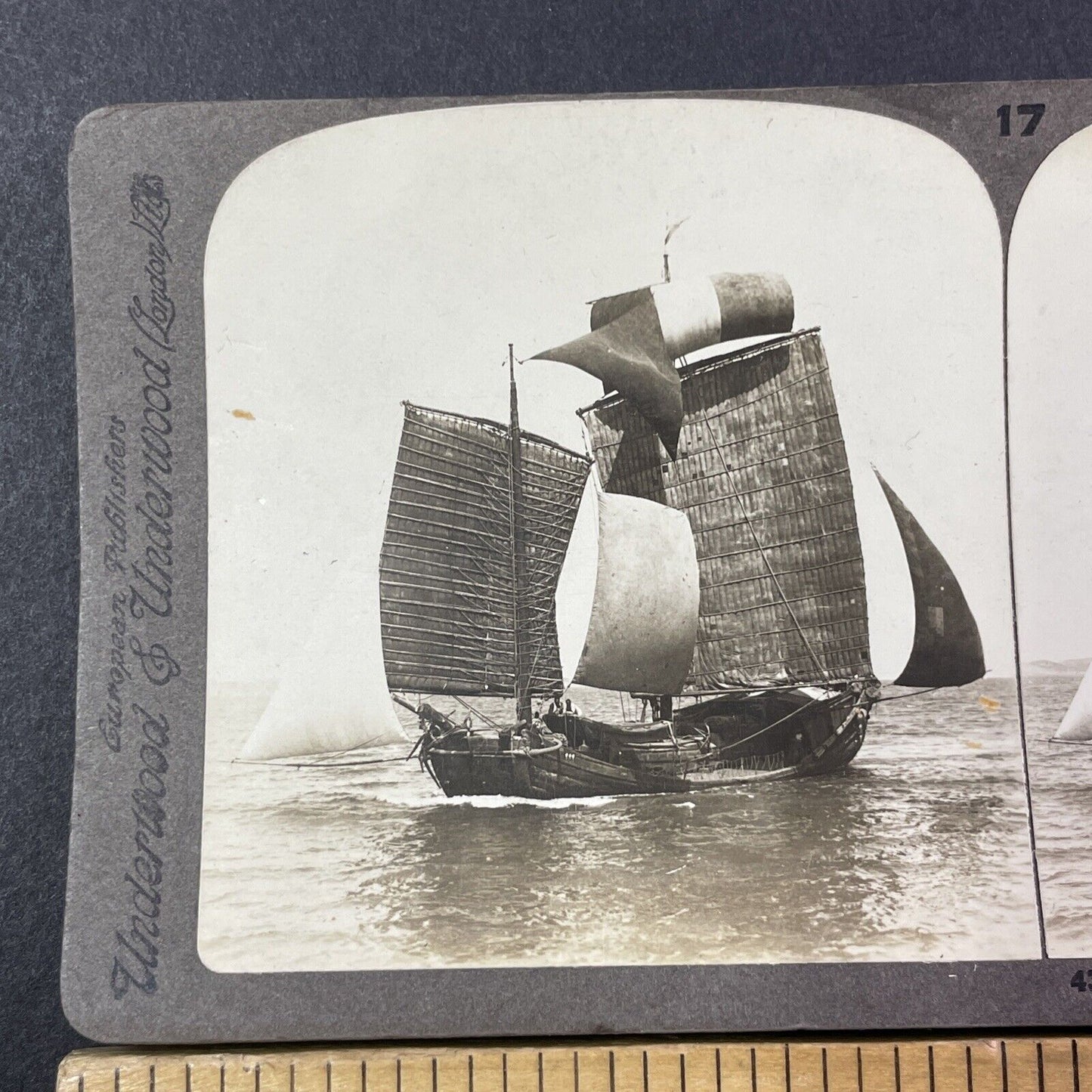 Chinese Junk Flotilla Fishing Ships Stereoview China Antique c1907 X2799