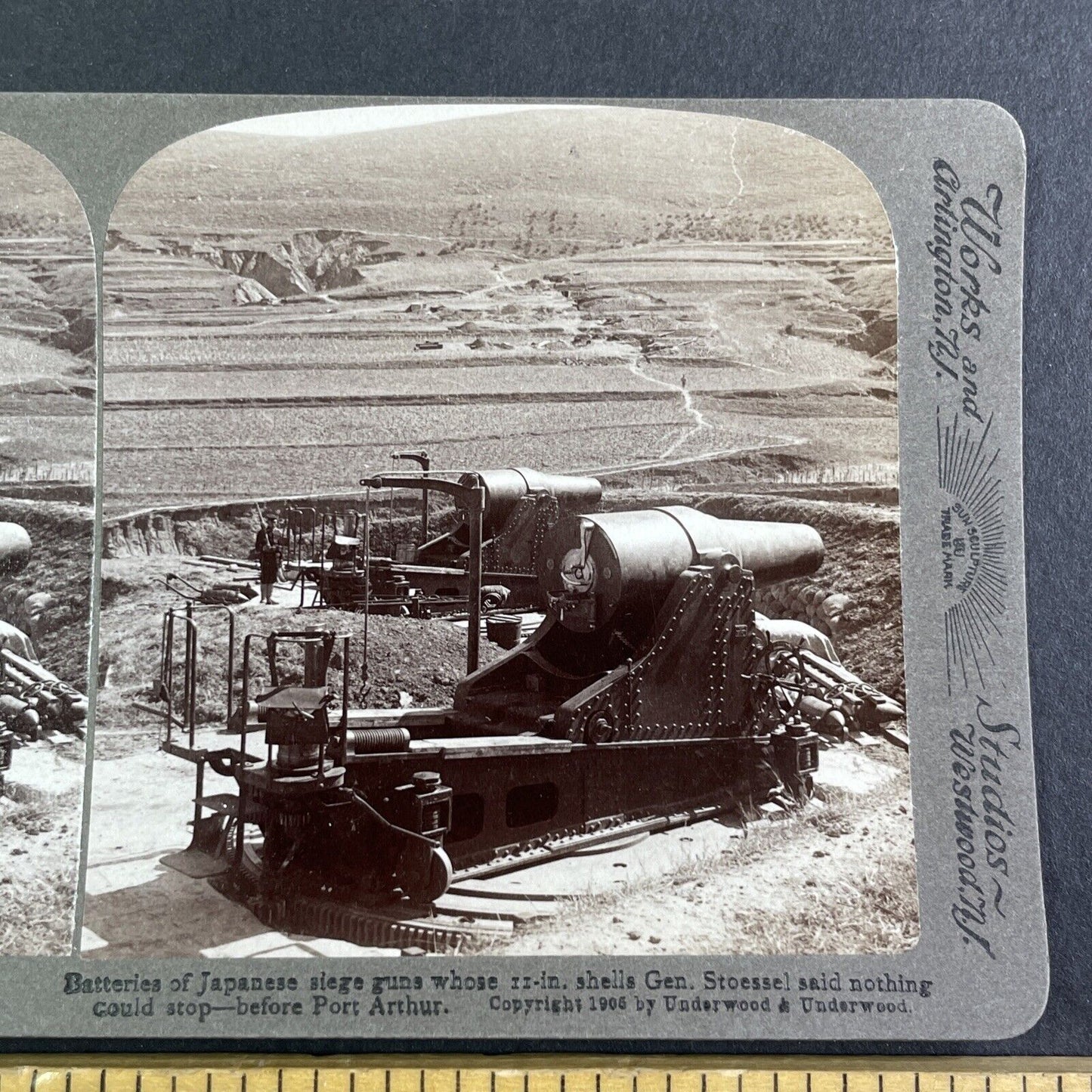 Japanese Heavy Artillery Stereoview Russo-Sino War Antique c1905 X4192