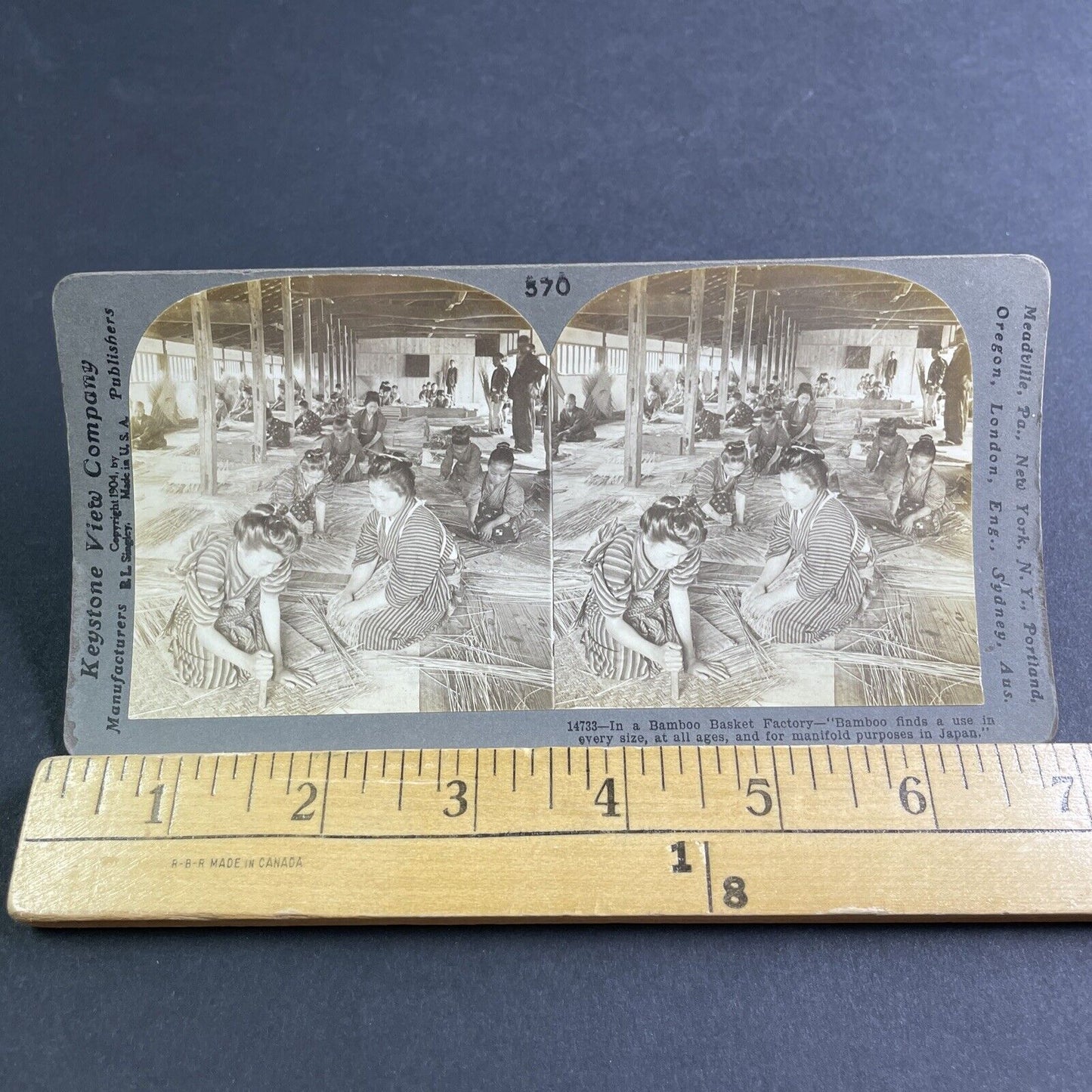 Antique 1904 Children Working In Factory In Japan Stereoview Photo Card P2196