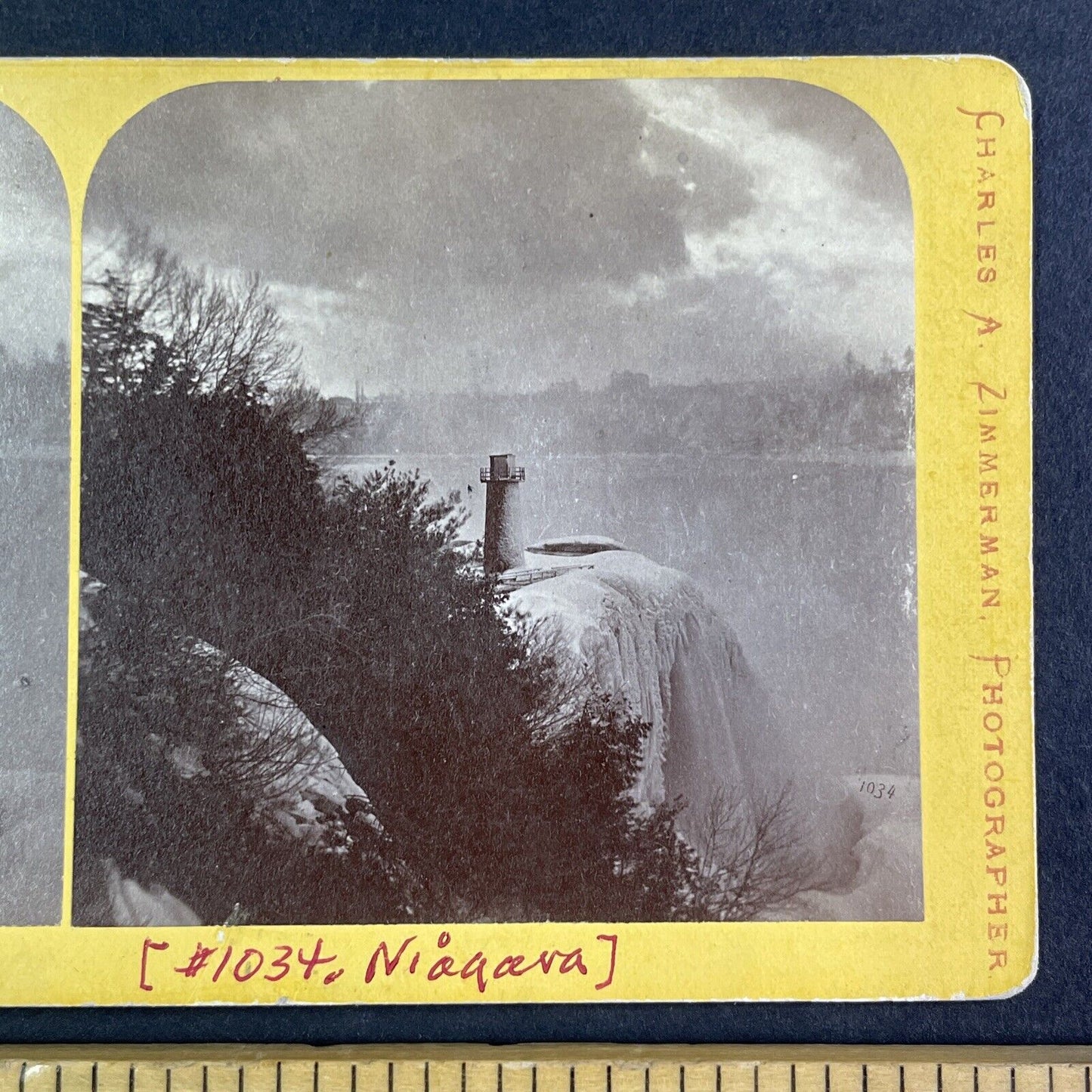 Terrapin Tower Niagara Falls Stereoview Charles Zimmerman Antique c1870s Y2476