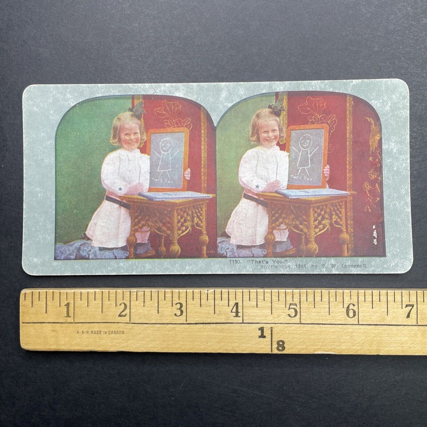 Antique 1905 A Young Girl Draws On A Chalk Board Stereoview Photo Card P1252