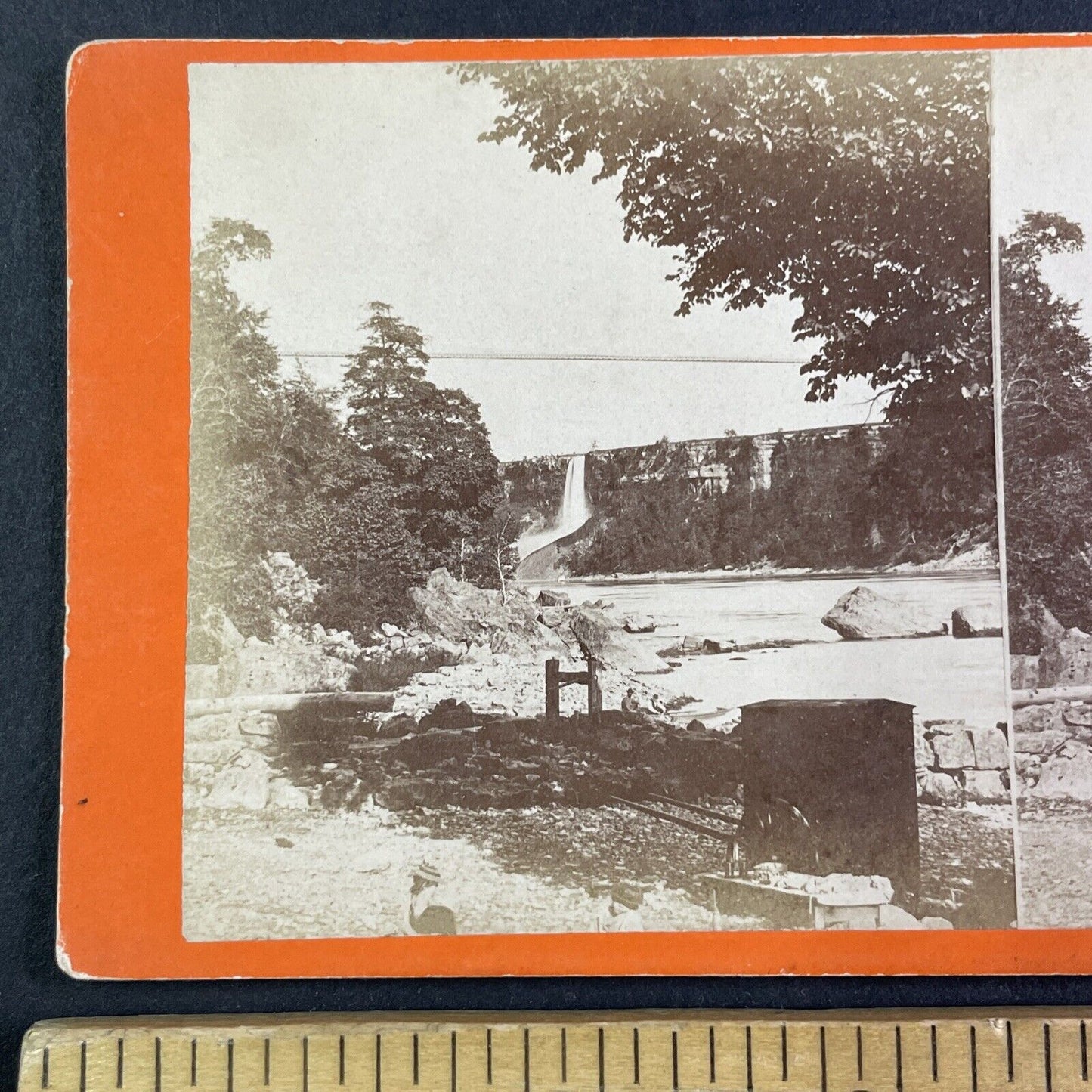Bridal Veil Falls before the Power Plant Stereoview J.G. Parks c1870 Y2843
