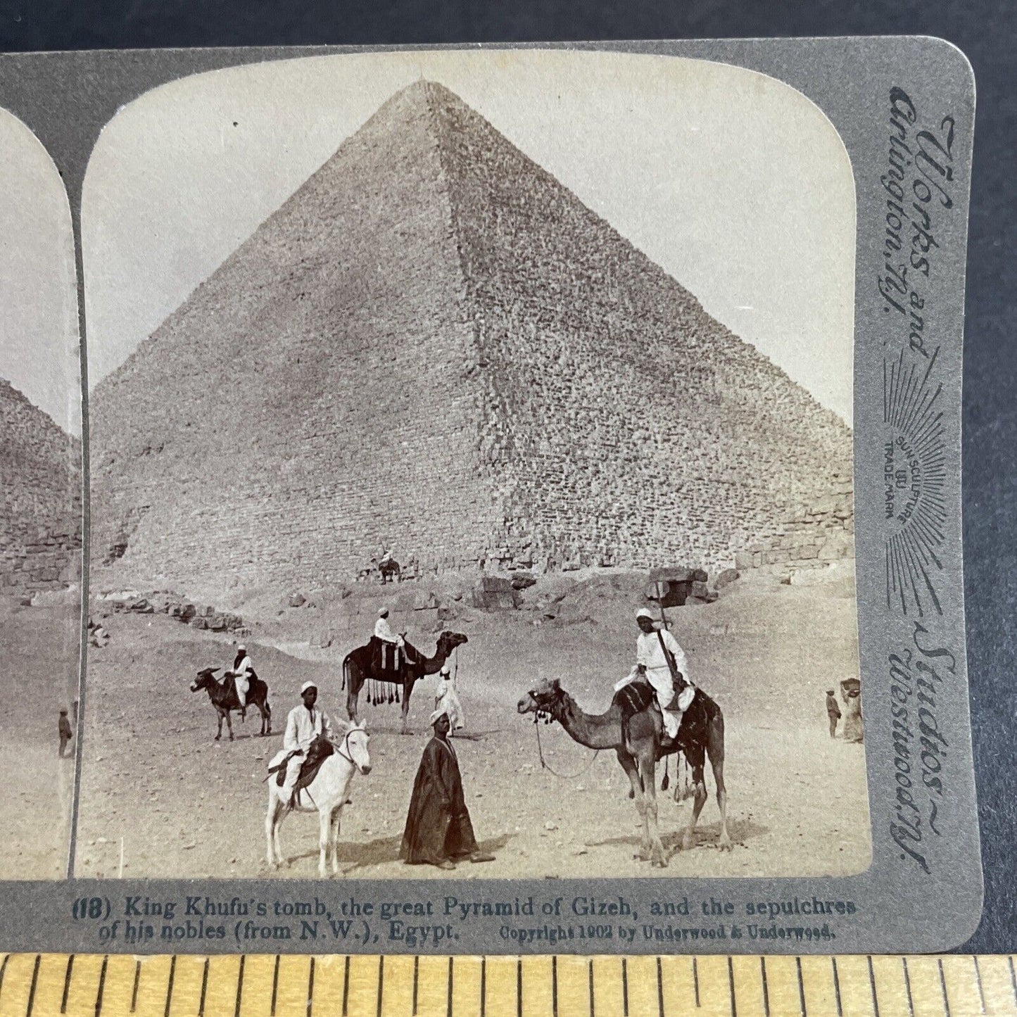 Antique 1902 Great Pyramid Of Giza Egypt Stereoview Photo Card P4236