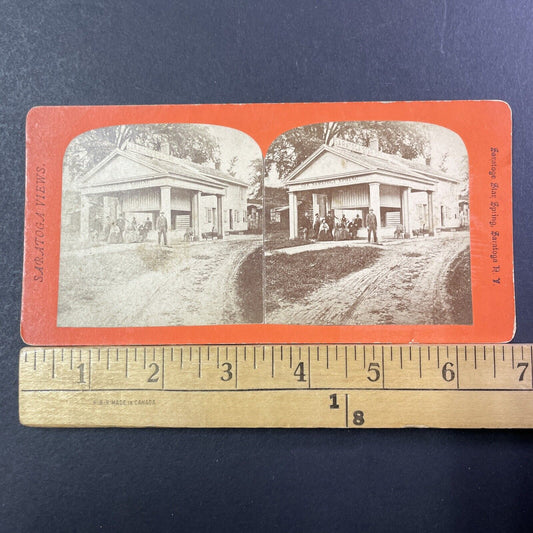 Saratoga Springs Water Well NY Stereoview Photo Card Antique c1870 X1281