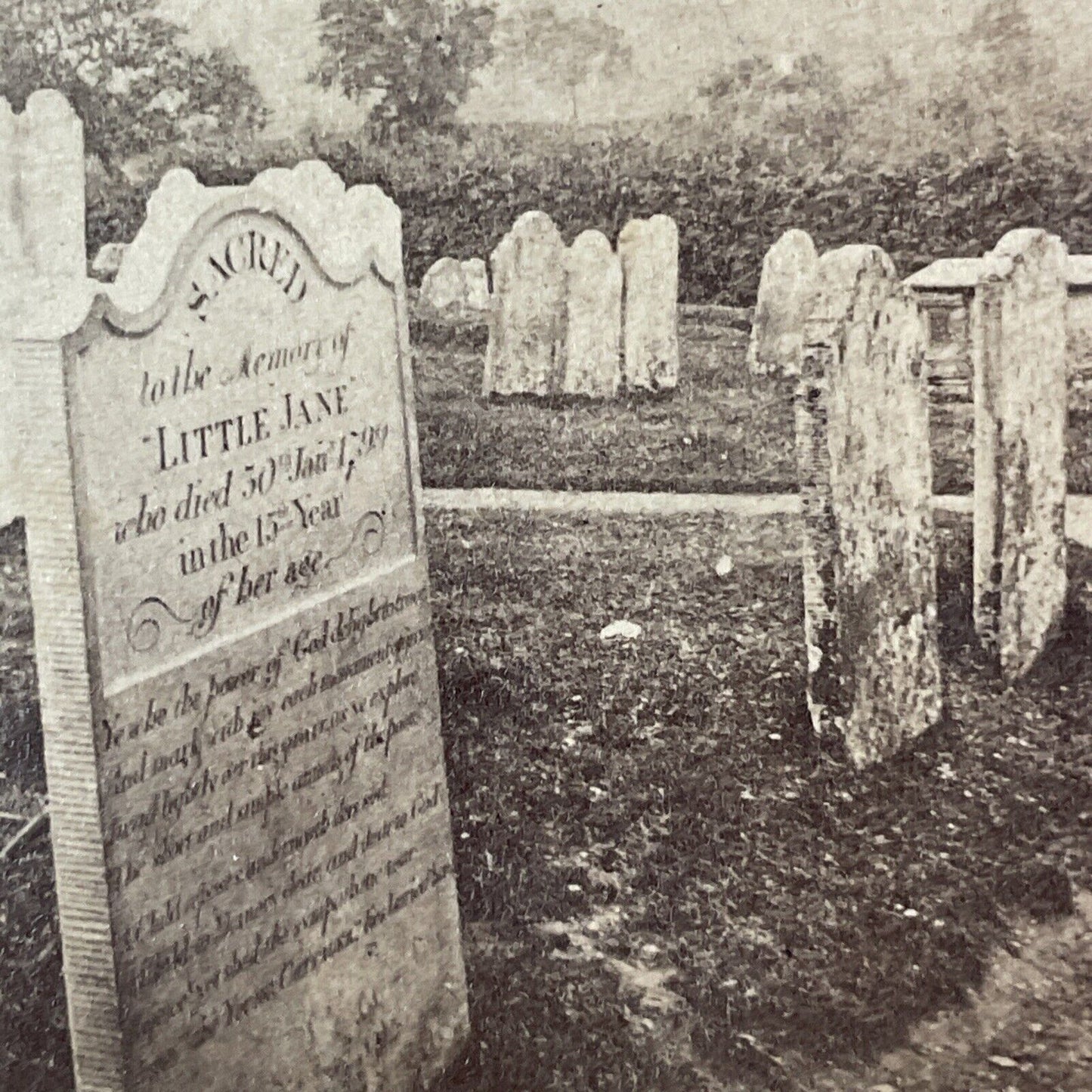 The Grave Of Little Jane Squibb Stereoview Isle Of Wight UK Antique c1880 X3660