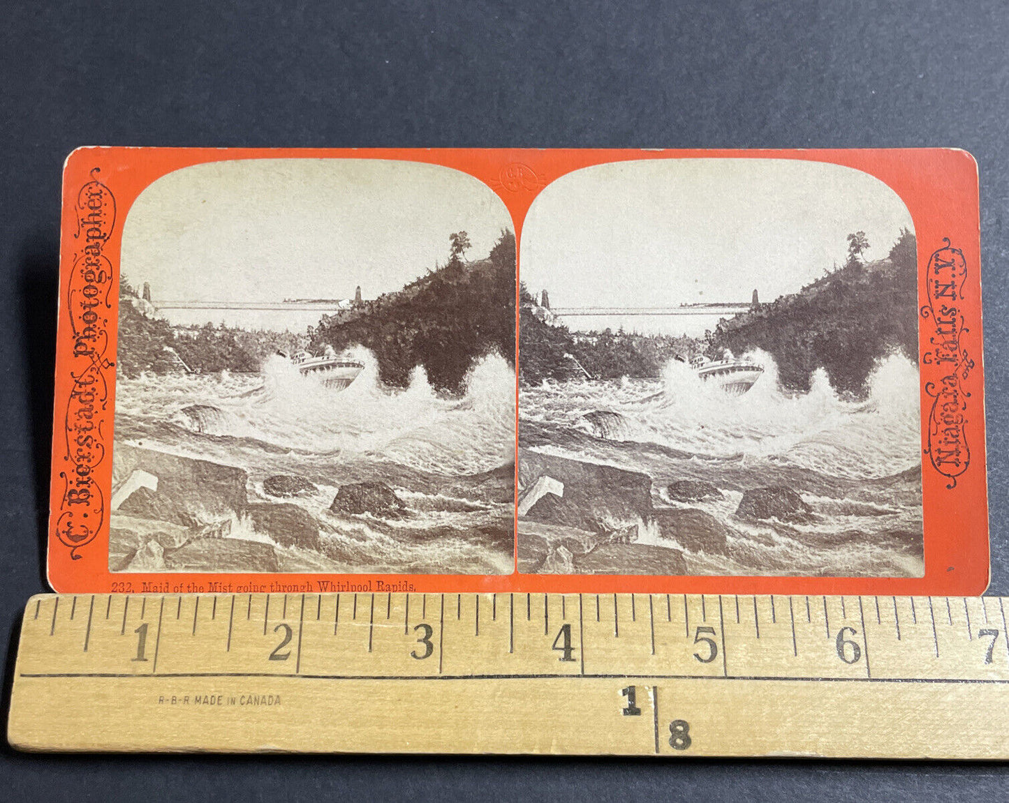 Antique 1860s Maid Of The Mist Caught In Rapids Stereoview Photo Card P5554