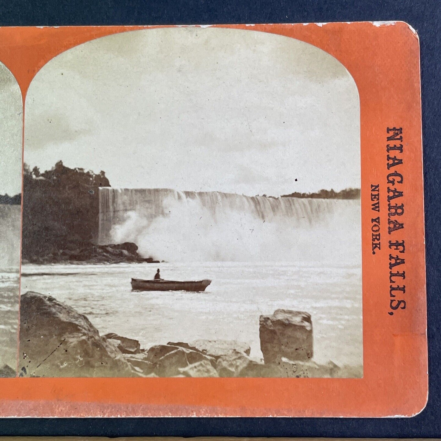 Rowboat Ferry Niagara Falls Rapids Stereoview George Barker c1870s Y2474