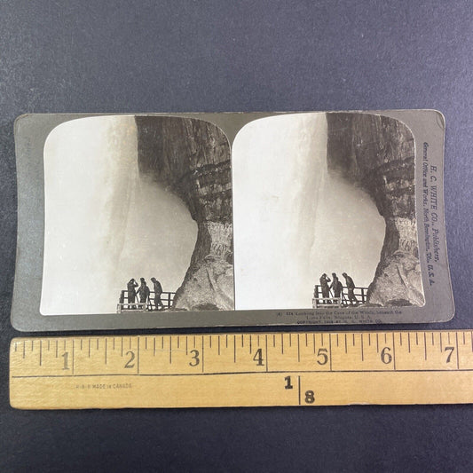 Cave of the Winds beneath Niagara Falls Stereoview Antique c1902 Y2148