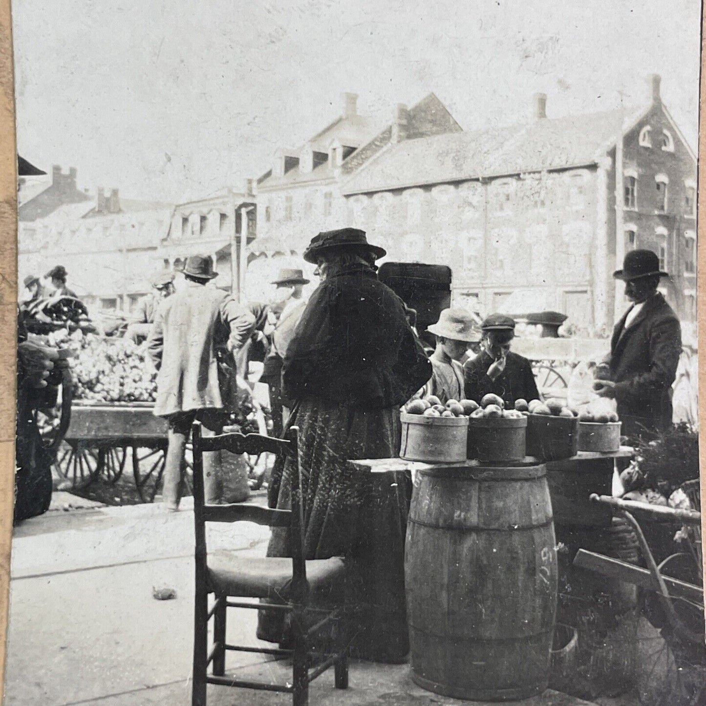 Byward Apple Market Ottawa Ontario Stereoview Canada c1890s Y1706