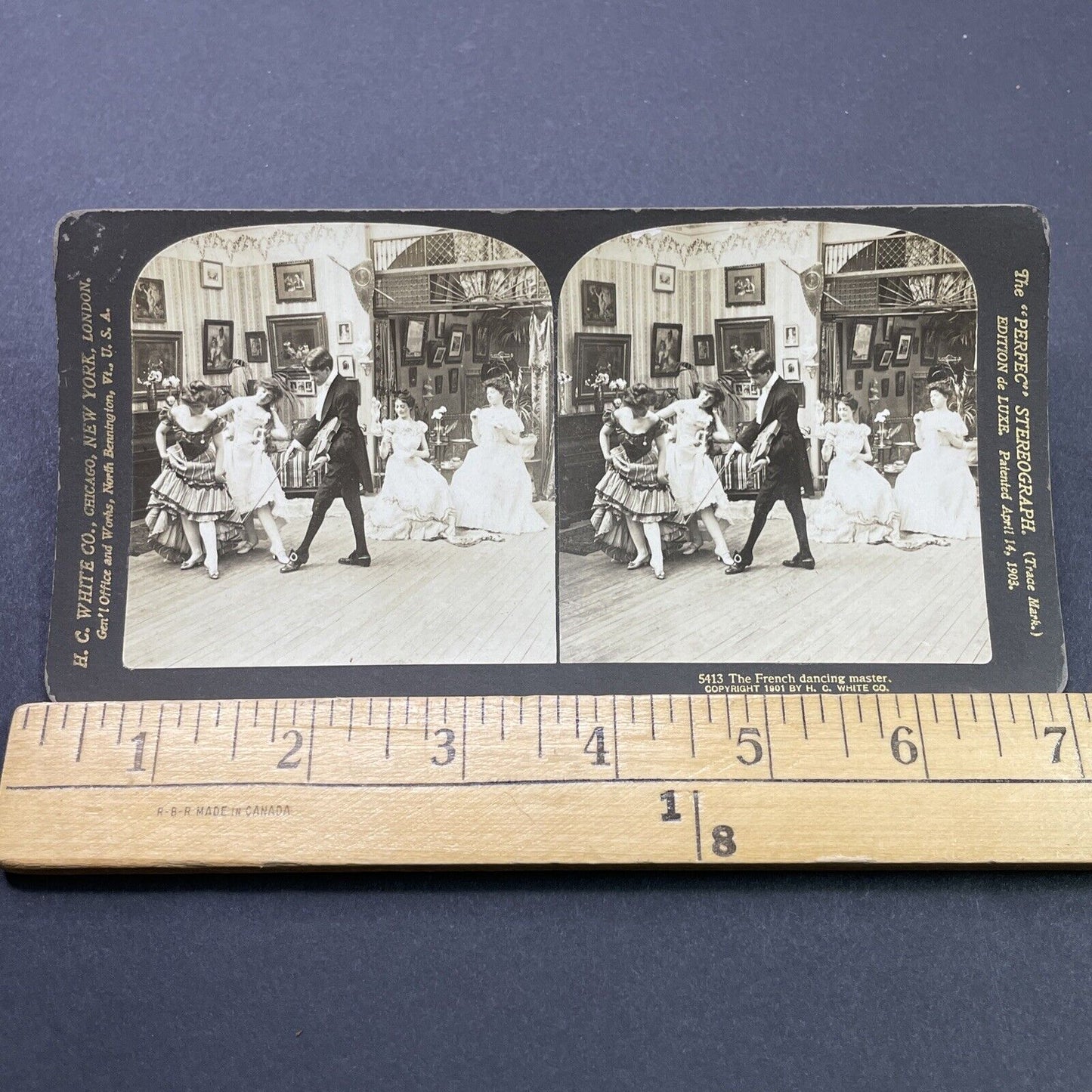 Antique 1901 Teaching Women The French Dance Stereoview Photo Card P2655