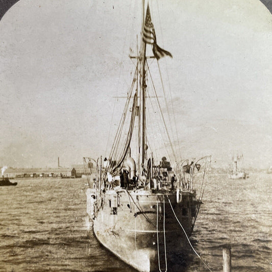 Antique 1898 Marblehead Massachusetts Harbor Stereoview Photo Card P1286