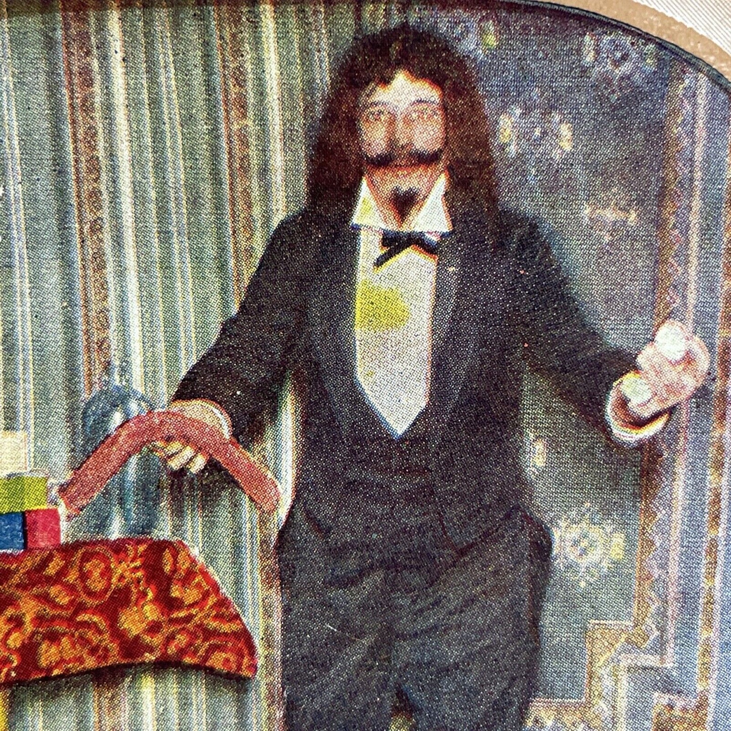 Antique 1906 Circus Magician Holding A Sausage Stereoview Photo Card Q2259