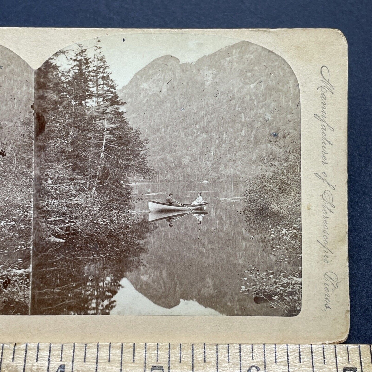 Antique 1870s Profile Lake New Hampshire Stereoview Photo Card V1749