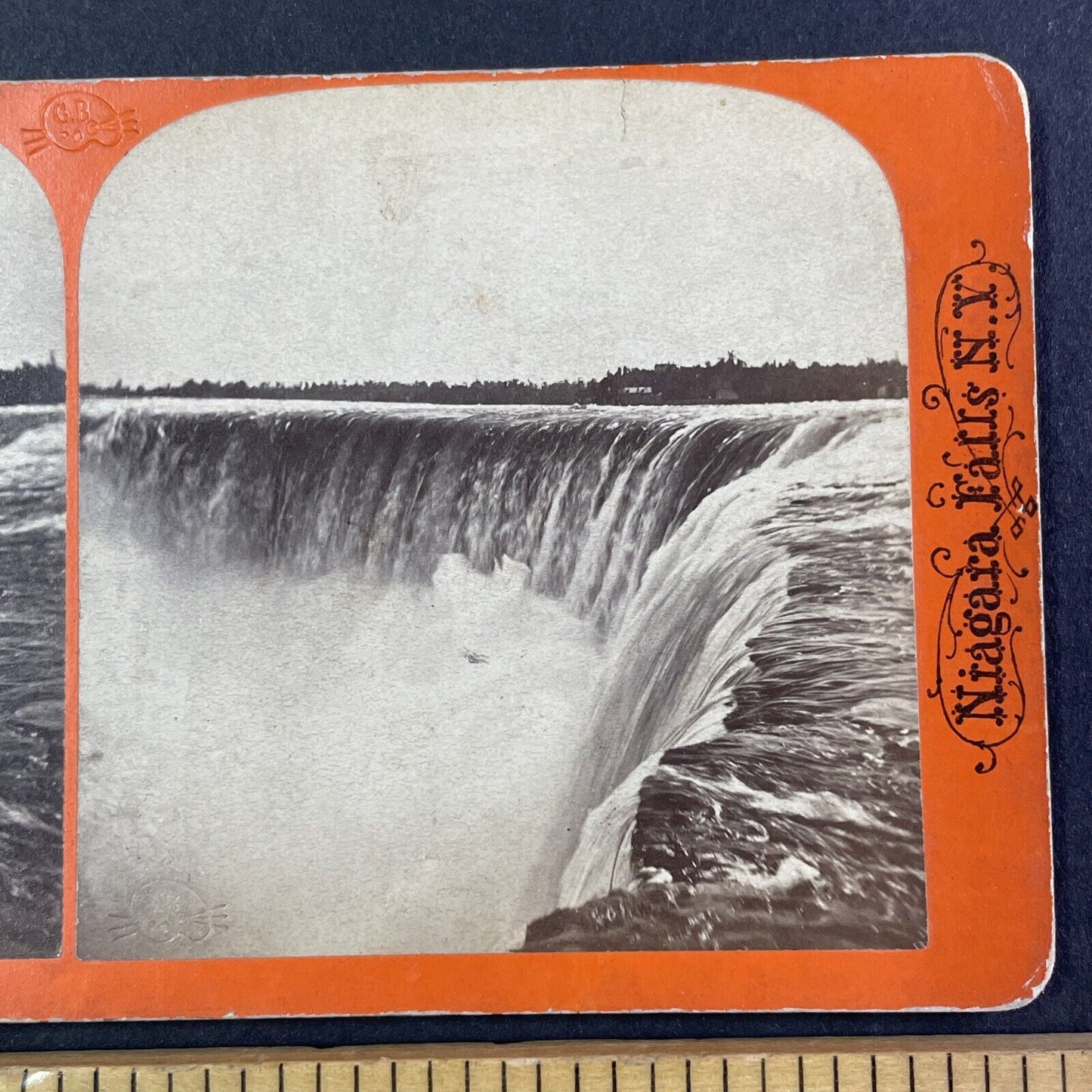 Horse Shoe Falls Heavy Water Flow Niagara Stereoview C. Bierstadt c1870s Y1846