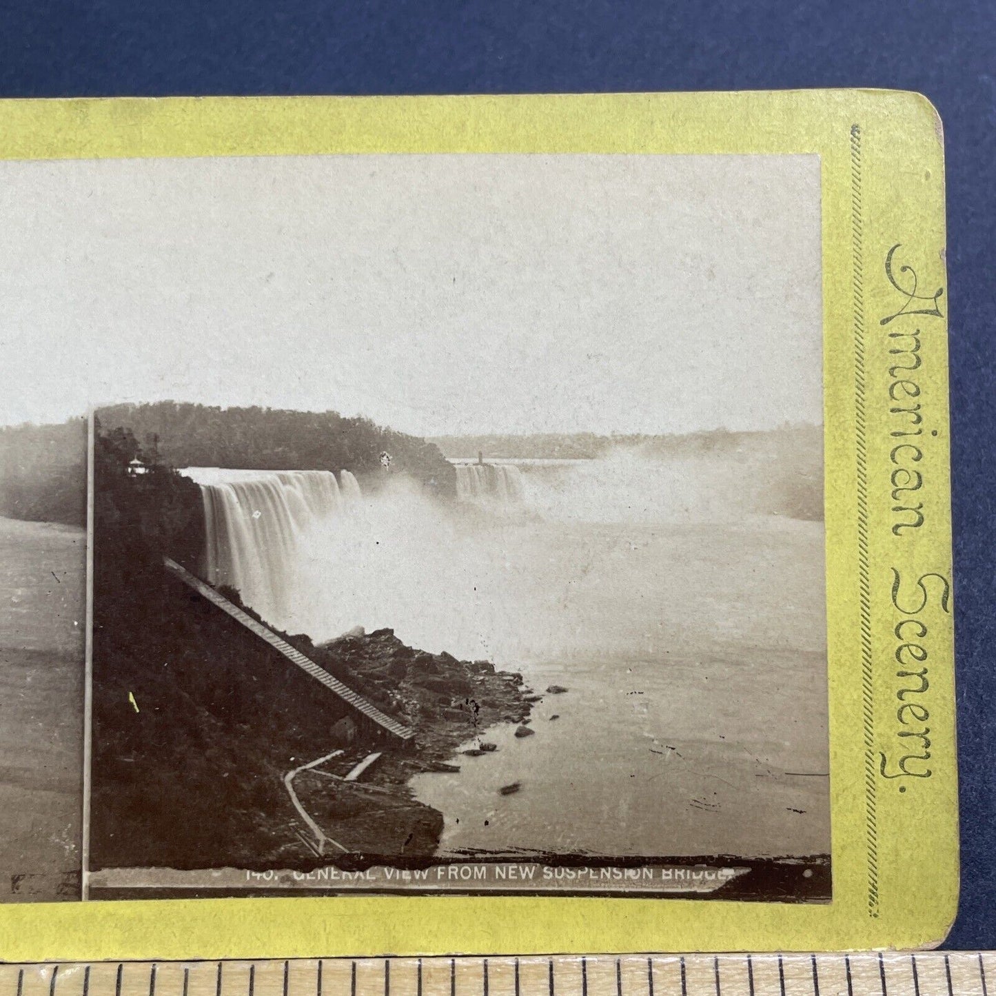 Antique 1870s Niagara Falls Stairway Gorge Staircase Stereoview Photo Card V479