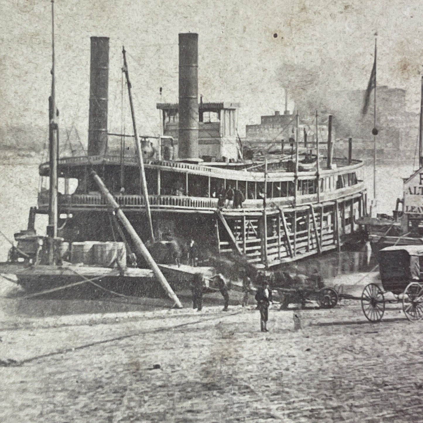 Mississippi River Steamship Steamer Stereoview St. Louis MO Antique c1872 X1299