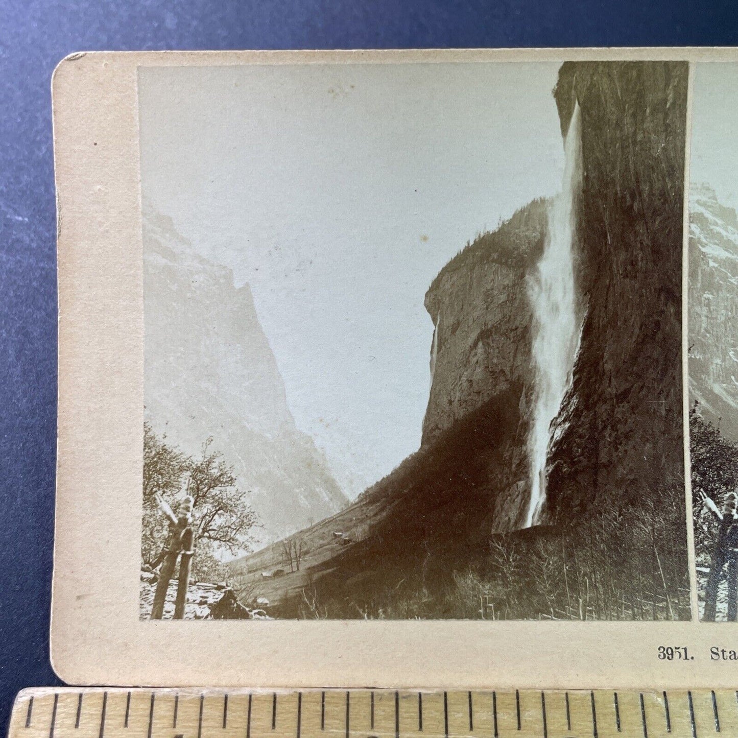 Antique 1885 Staubbach Falls Lauterbrunnen Schweiz Stereoview Photo Card P3321