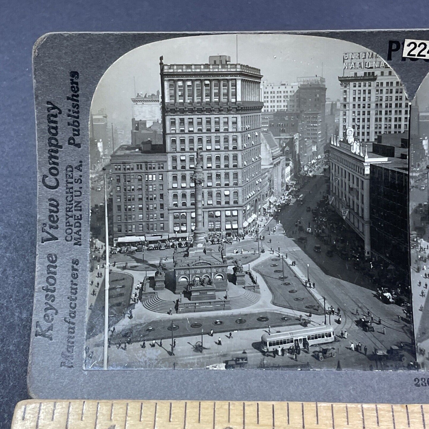 Antique 1920s Cleveland Ohio Downtown View Stereoview Photo Card V1859