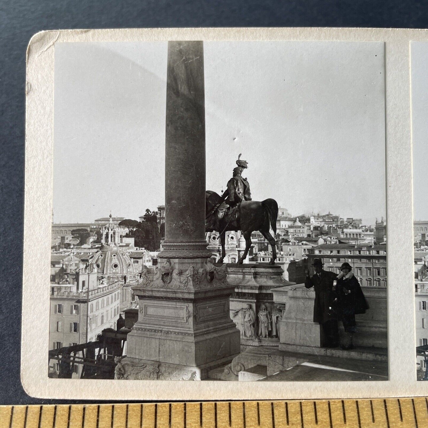 Antique 1925 Vittoriano Horse Monument Rome OOAK Stereoview Photo Card P3256